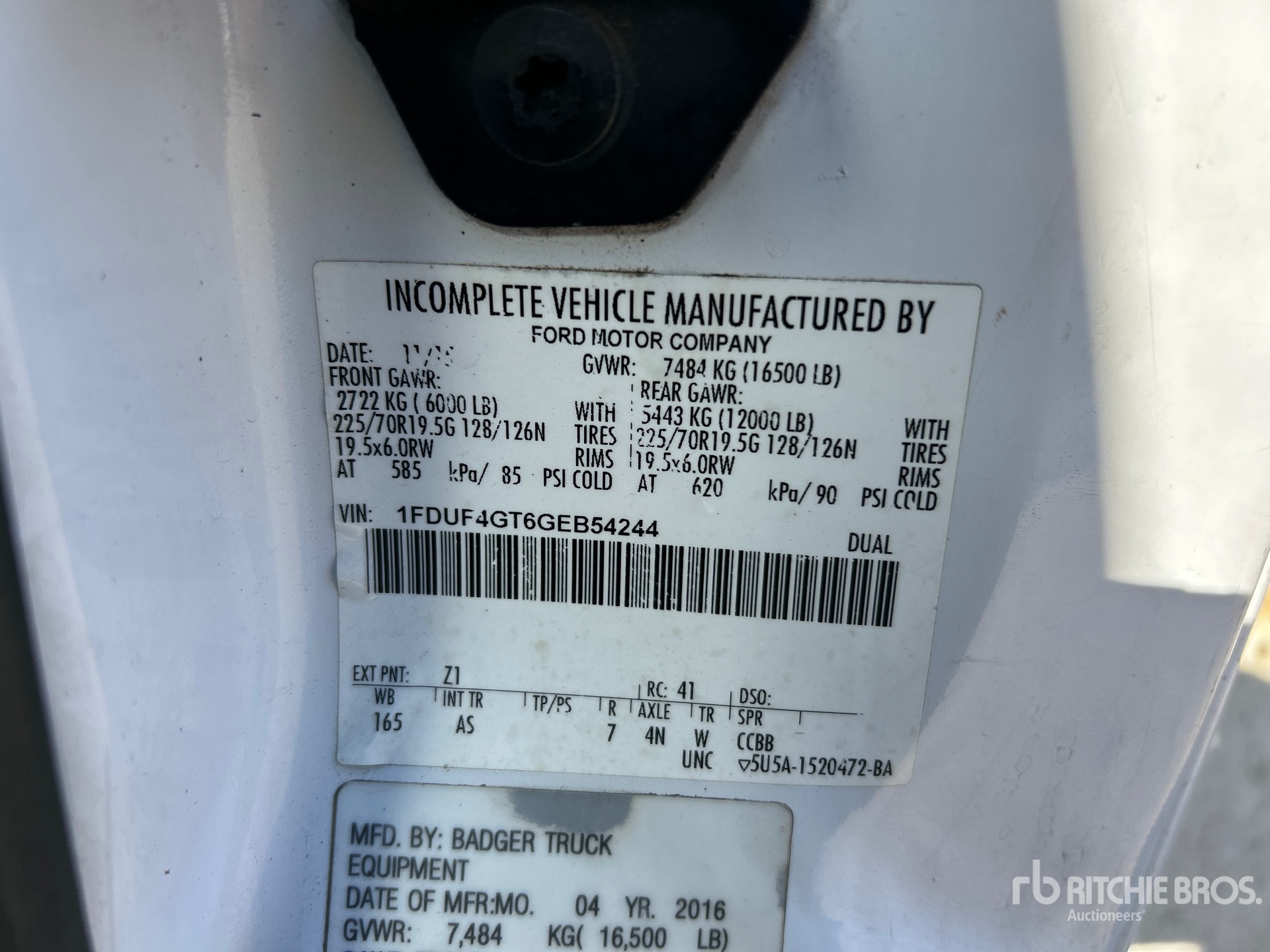 General Appearance with Serial Number / VIN