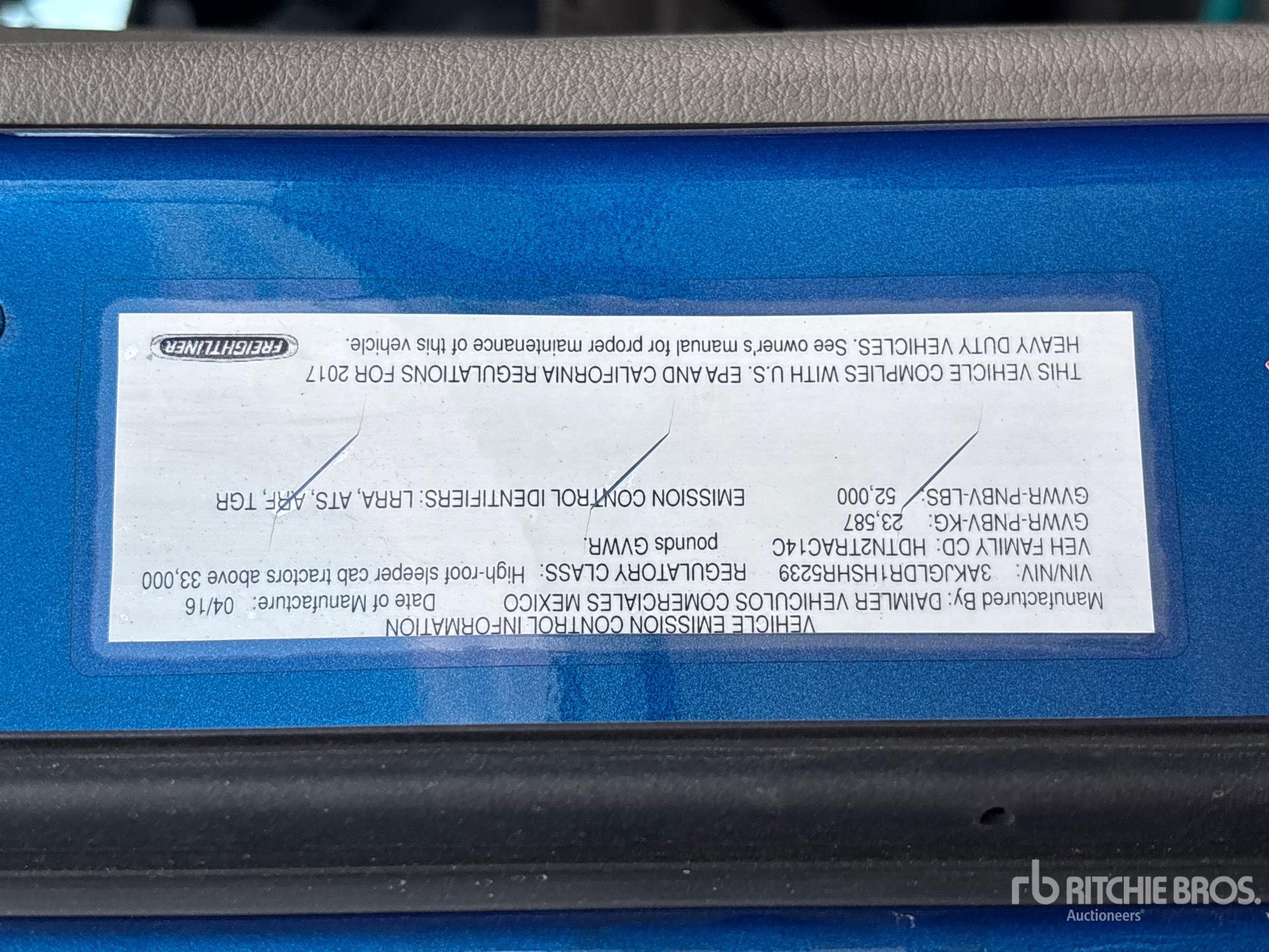 General Appearance with Serial Number / VIN