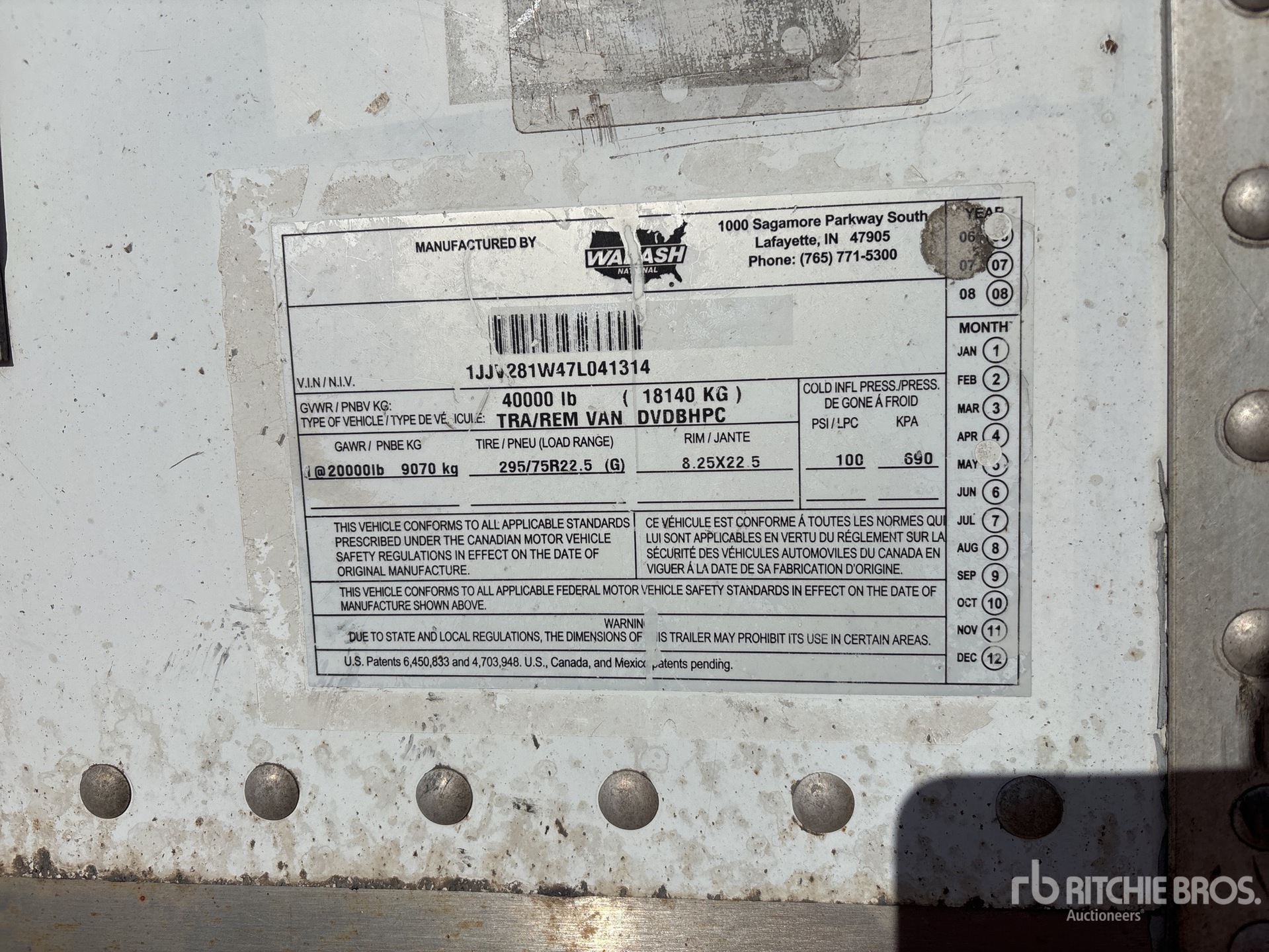 General Appearance with Serial Number / VIN