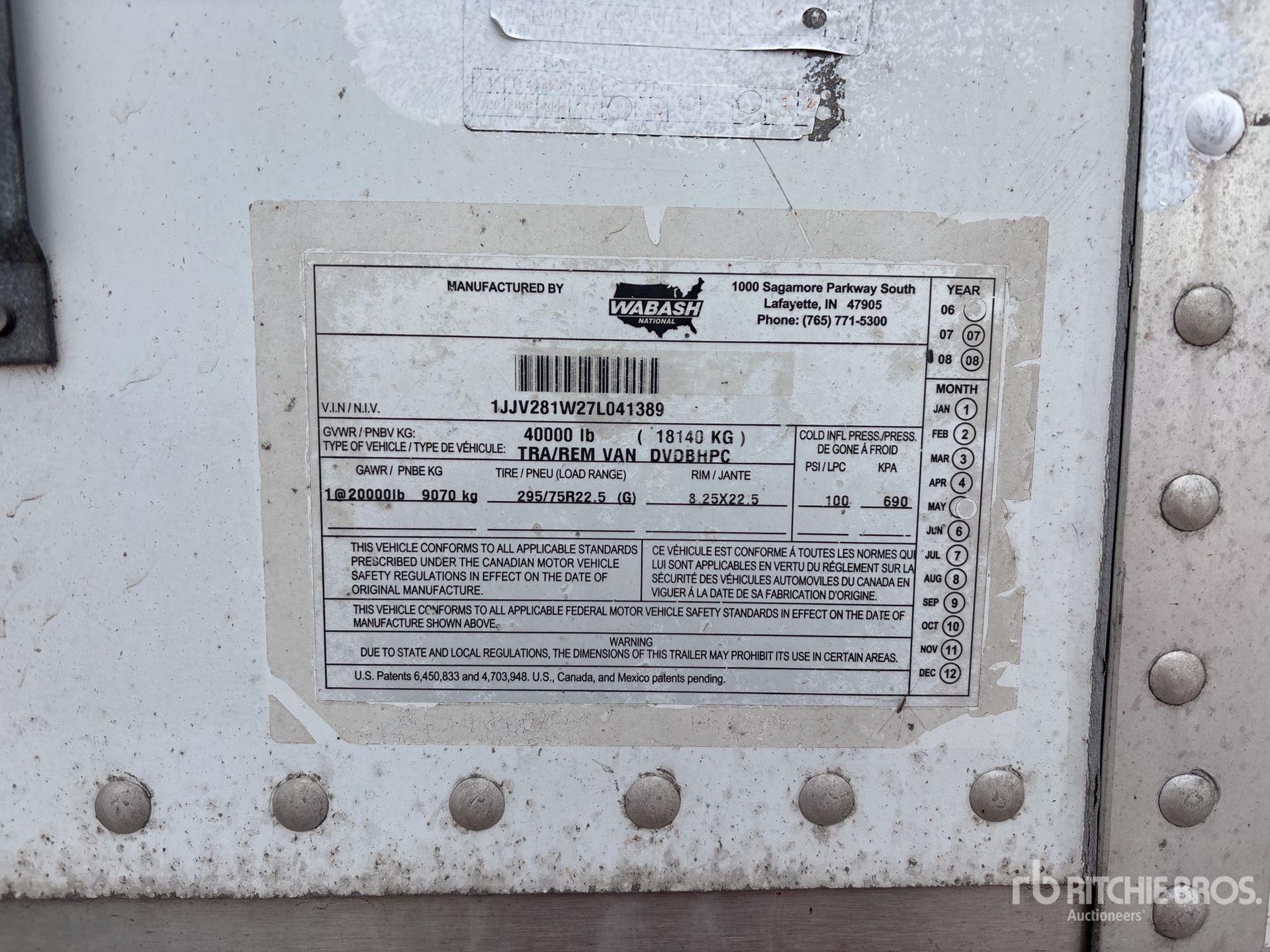 General Appearance with Serial Number / VIN