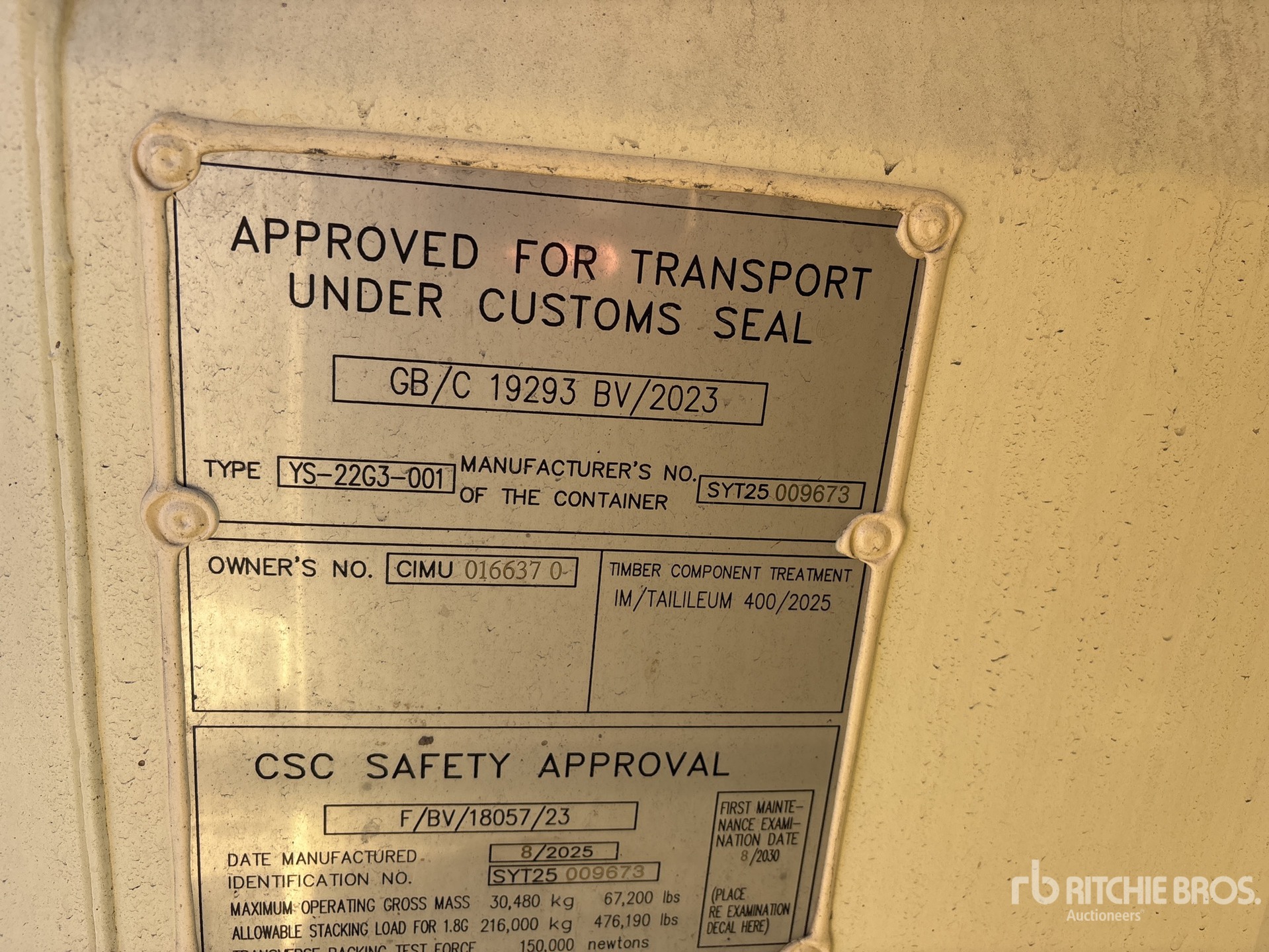 General Appearance with Serial Number / VIN