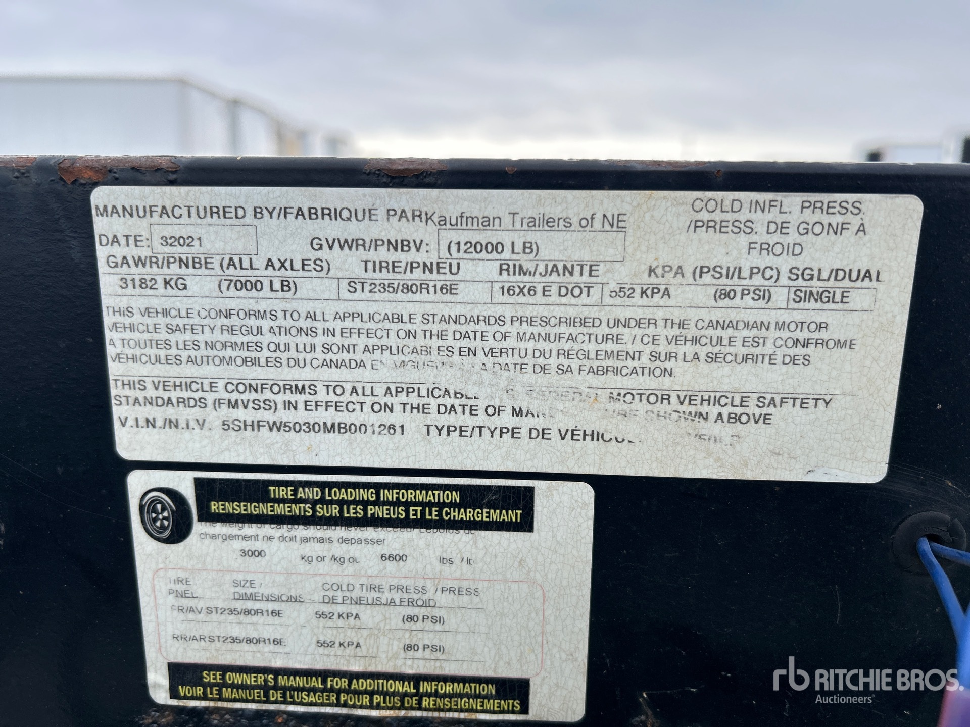 General Appearance with Serial Number / VIN