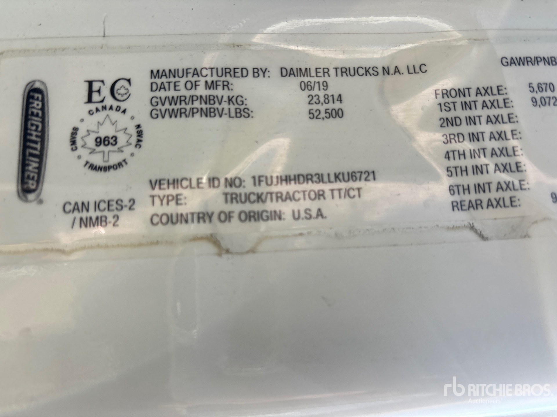 General Appearance with Serial Number / VIN