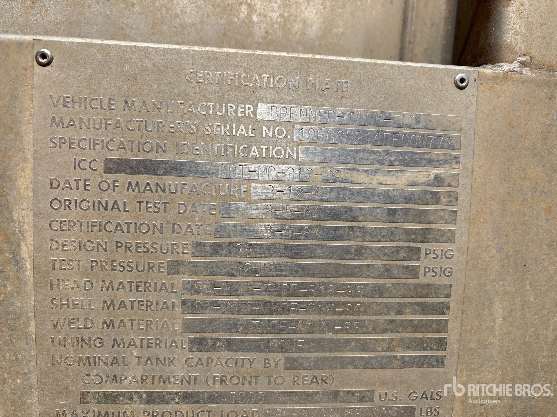 General Appearance with Serial Number / VIN