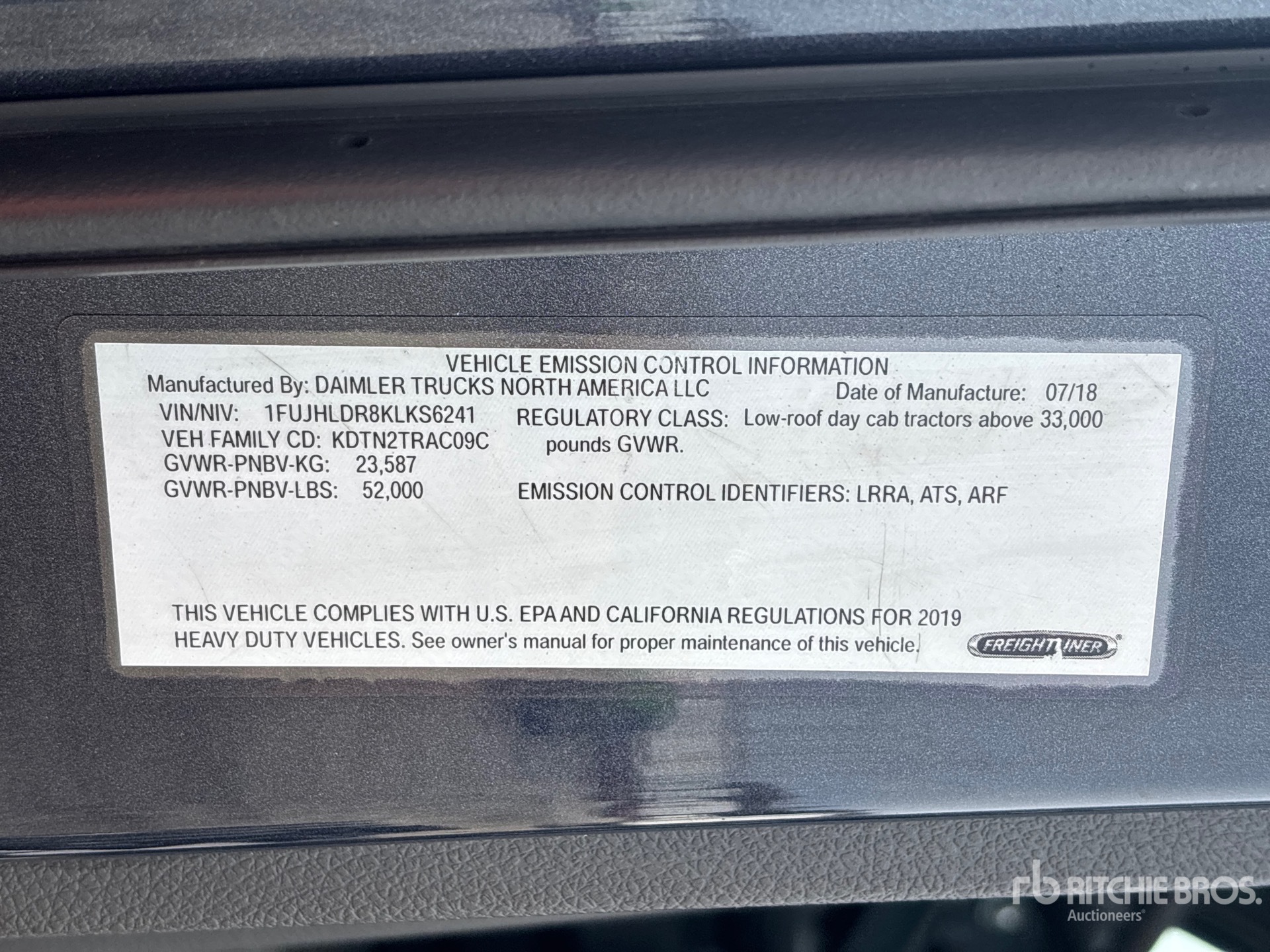 General Appearance with Serial Number / VIN