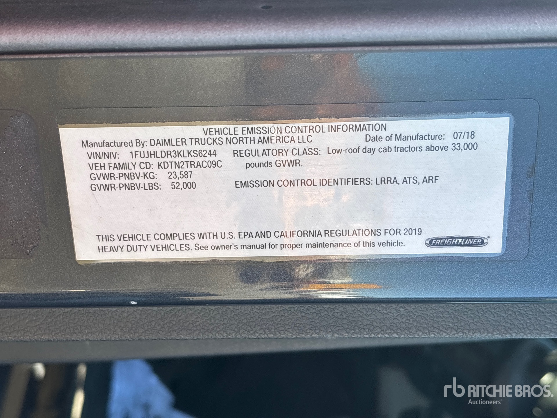 General Appearance with Serial Number / VIN