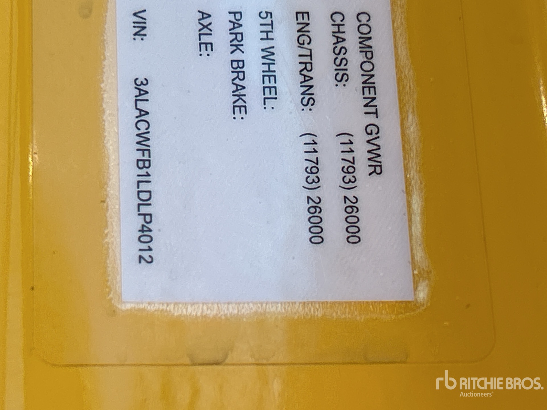 General Appearance with Serial Number / VIN