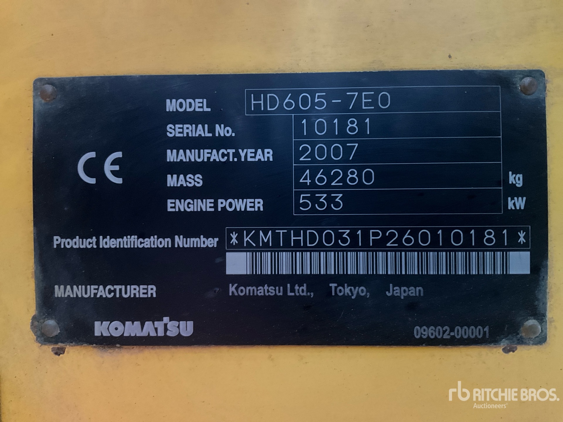 General Appearance with Serial Number / VIN