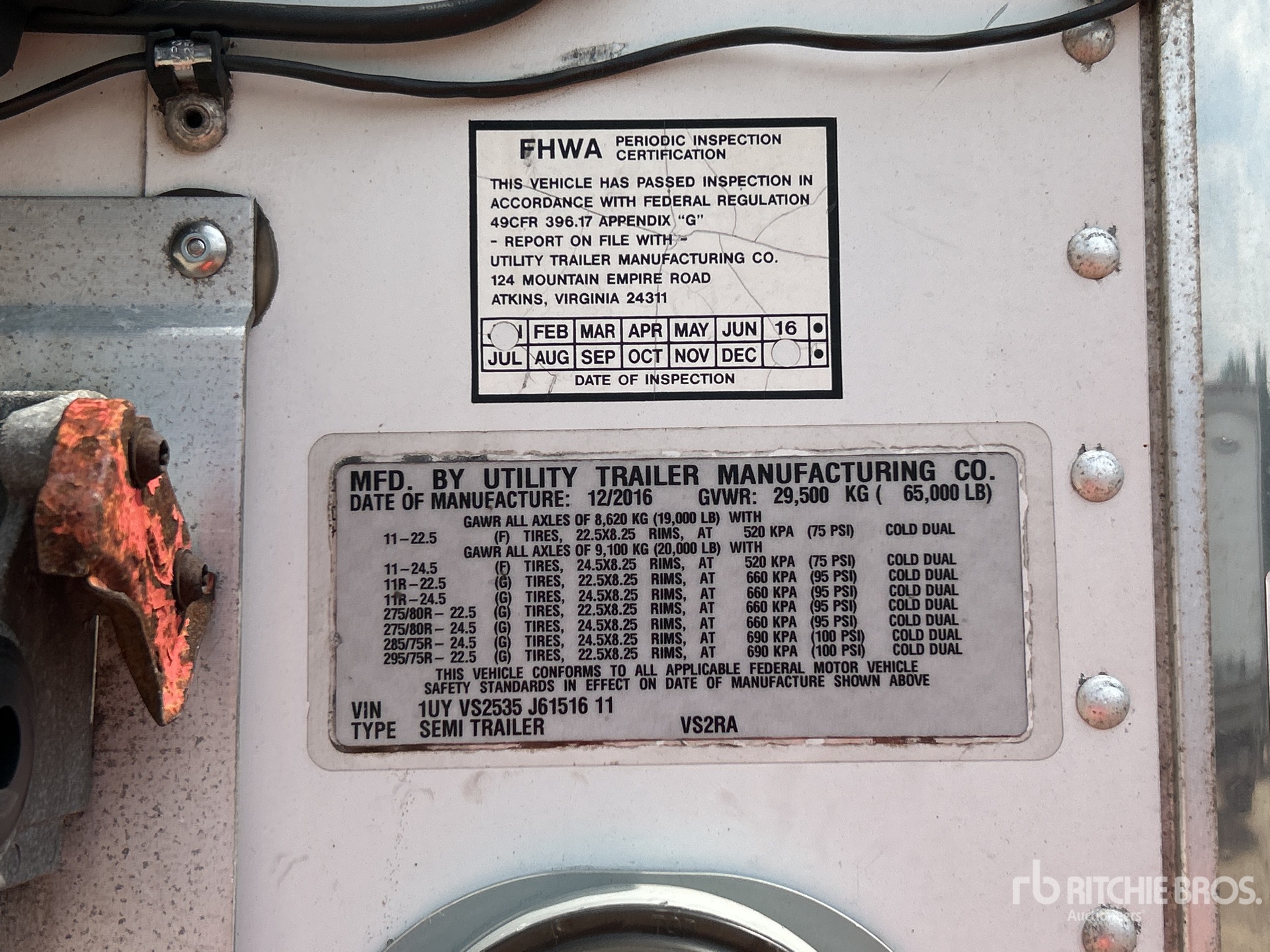 General Appearance with Serial Number / VIN