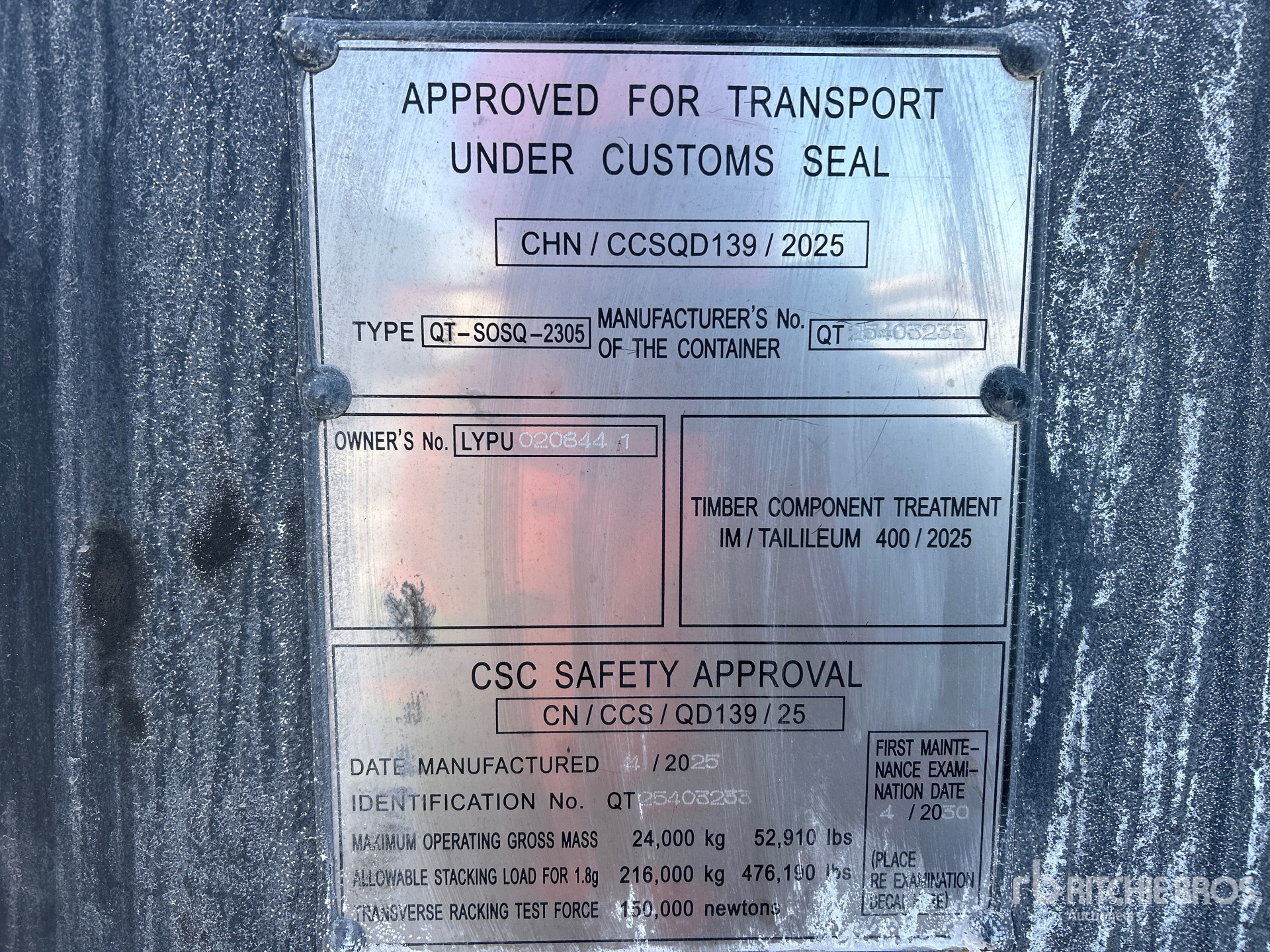 General Appearance with Serial Number / VIN