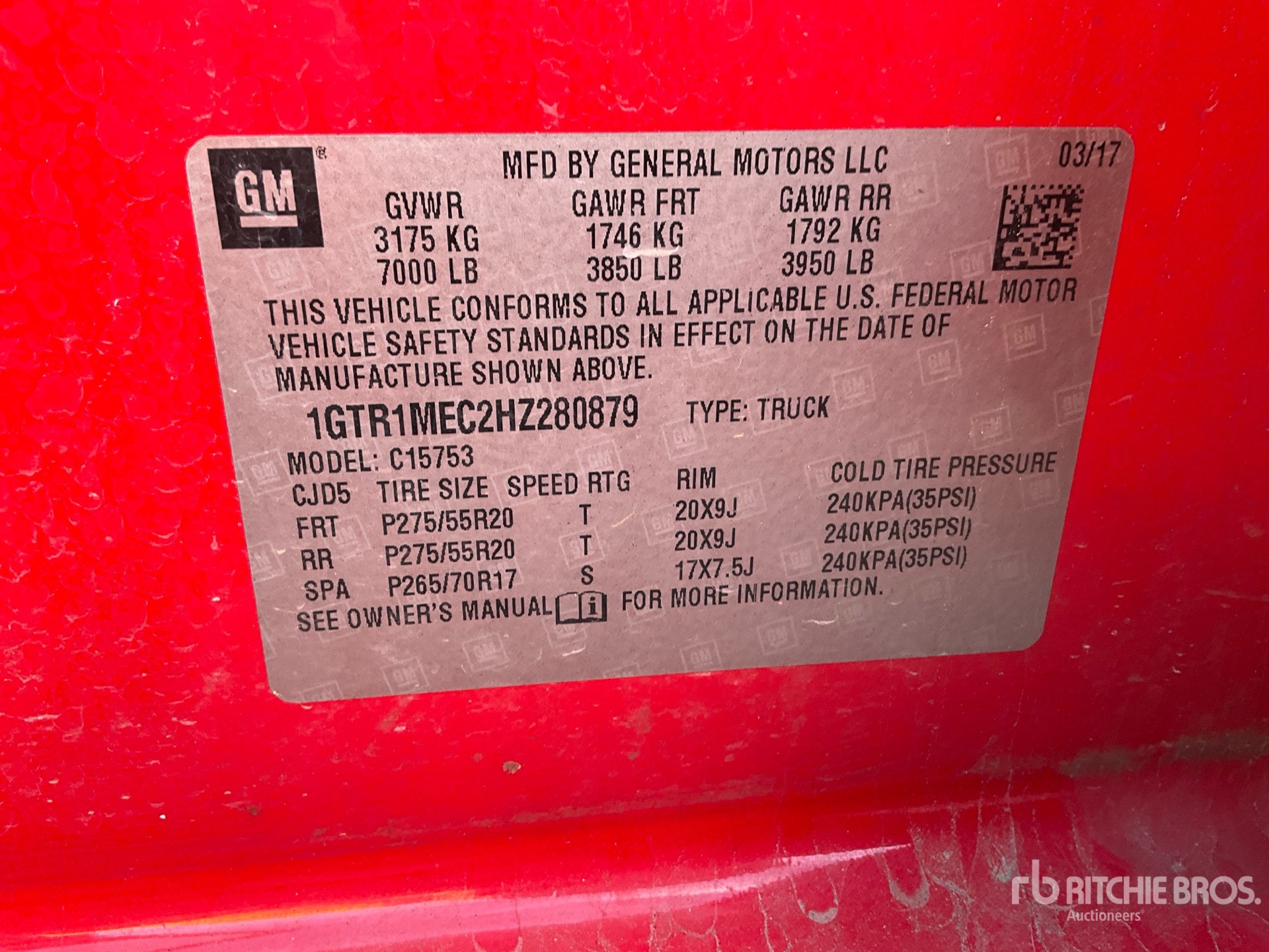 General Appearance with Serial Number / VIN