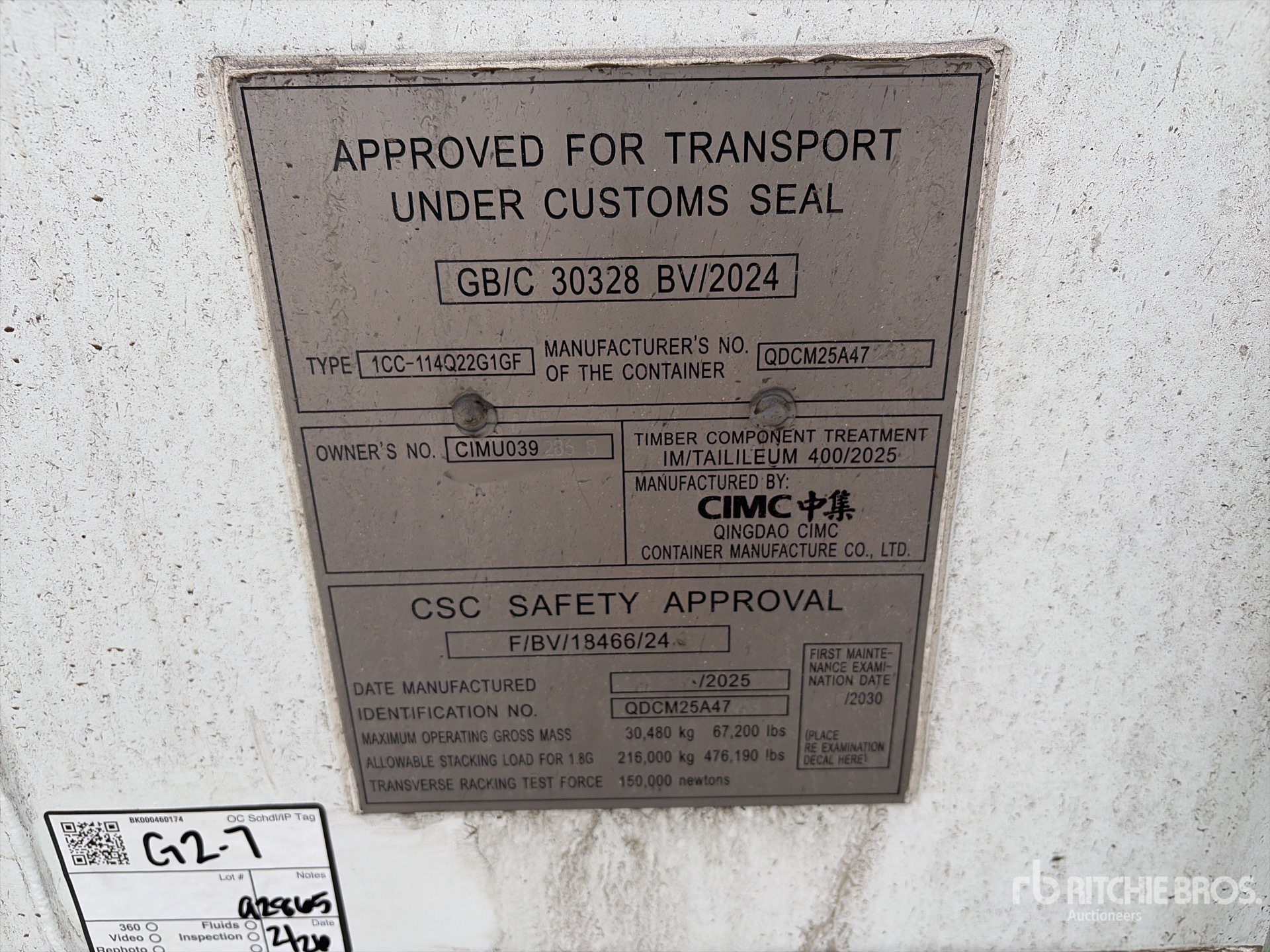 General Appearance with Serial Number / VIN