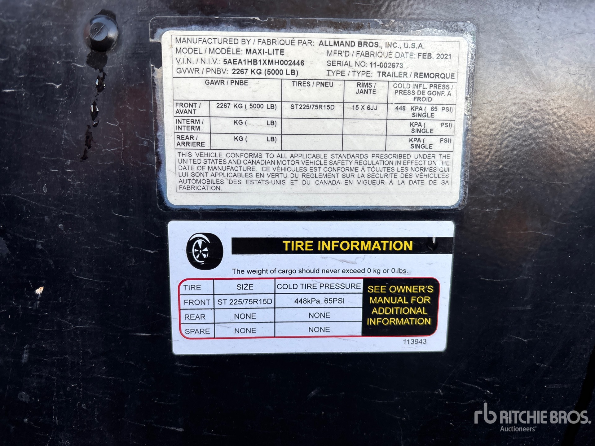 General Appearance with Serial Number / VIN