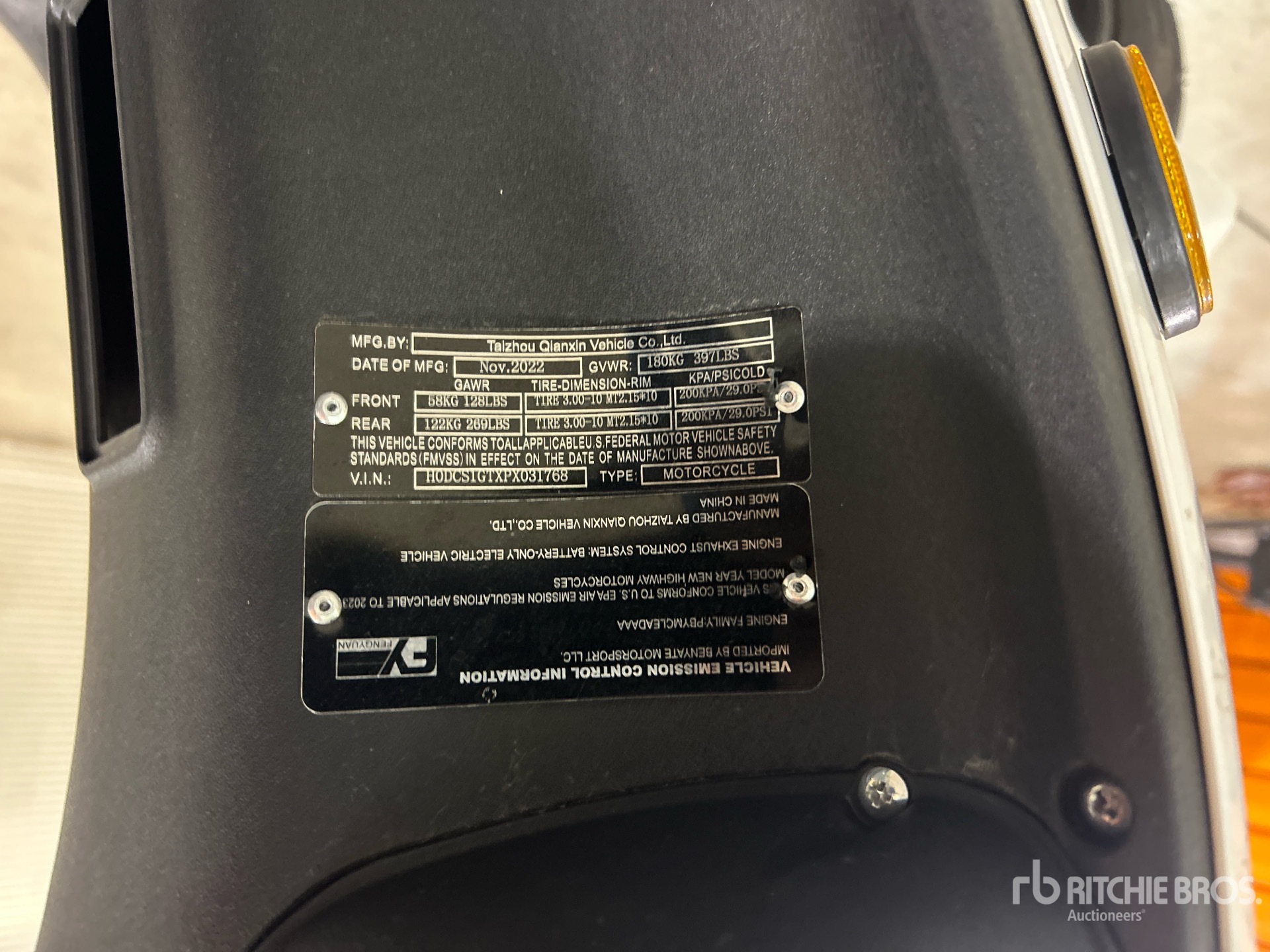 General Appearance with Serial Number / VIN