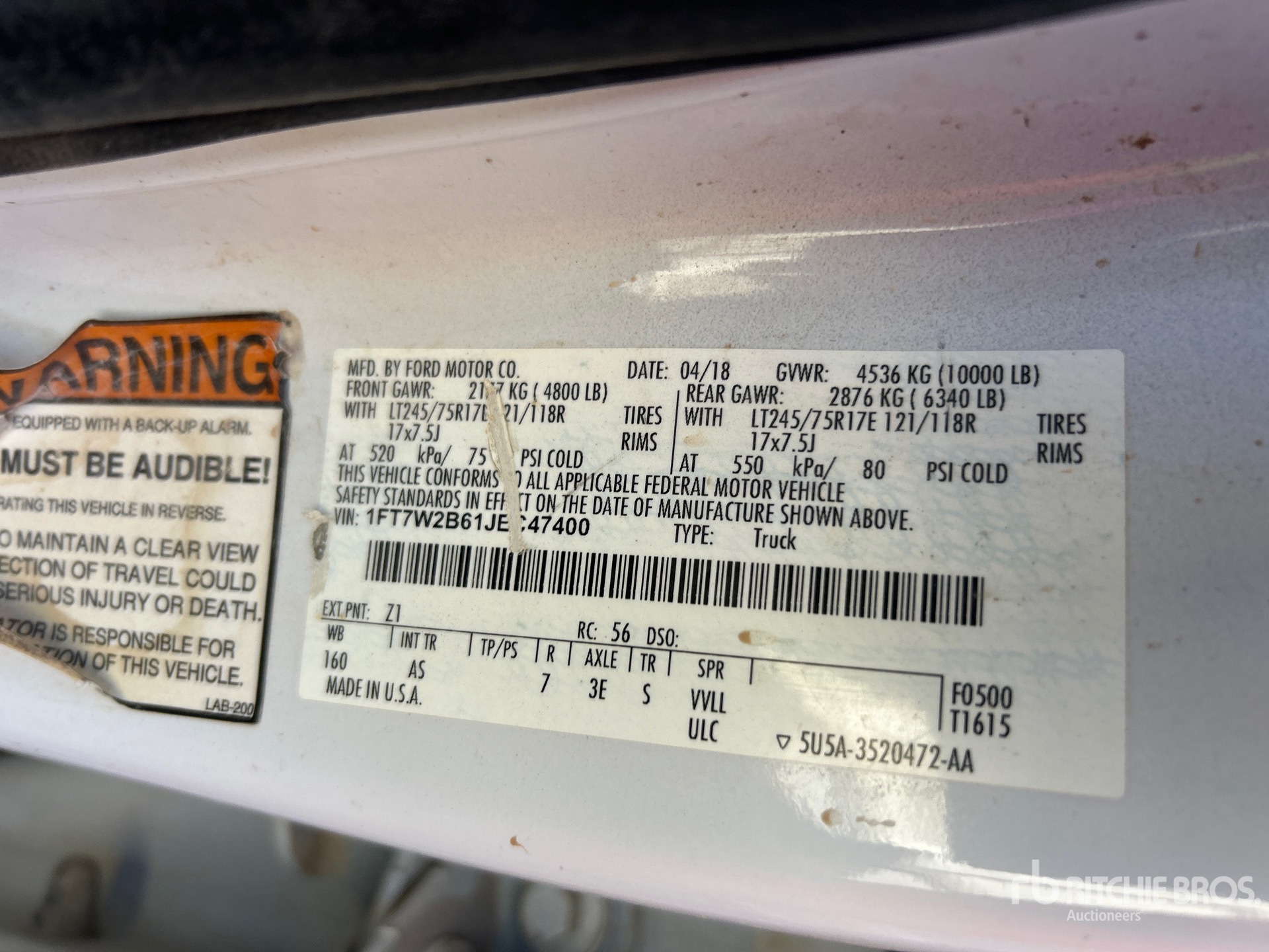 General Appearance with Serial Number / VIN