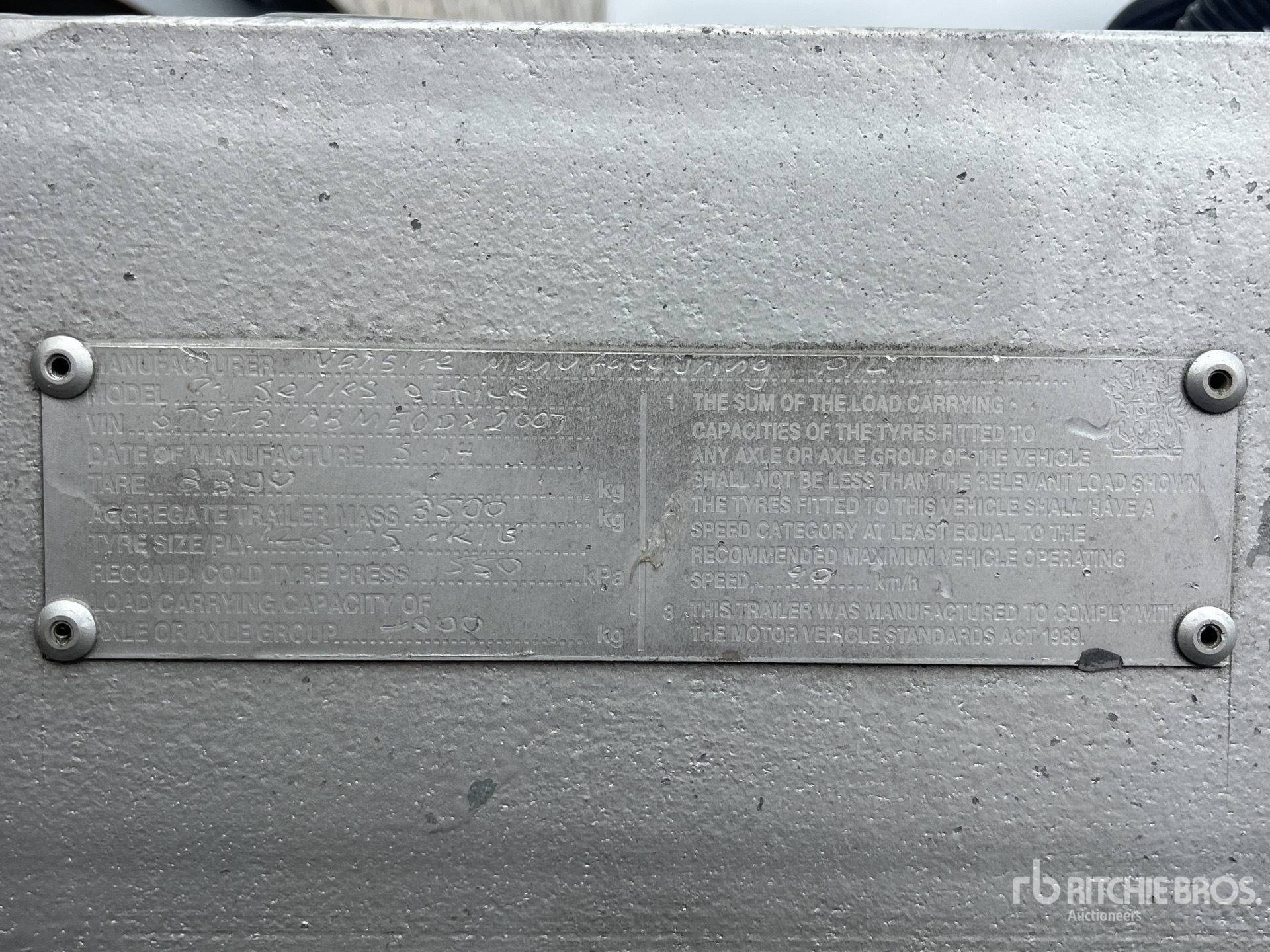 General Appearance with Serial Number / VIN