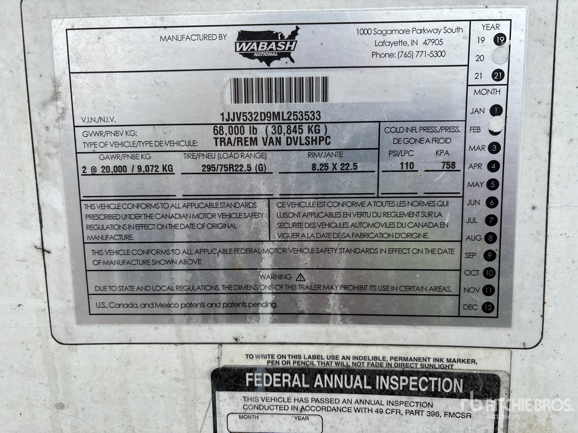 General Appearance with Serial Number / VIN