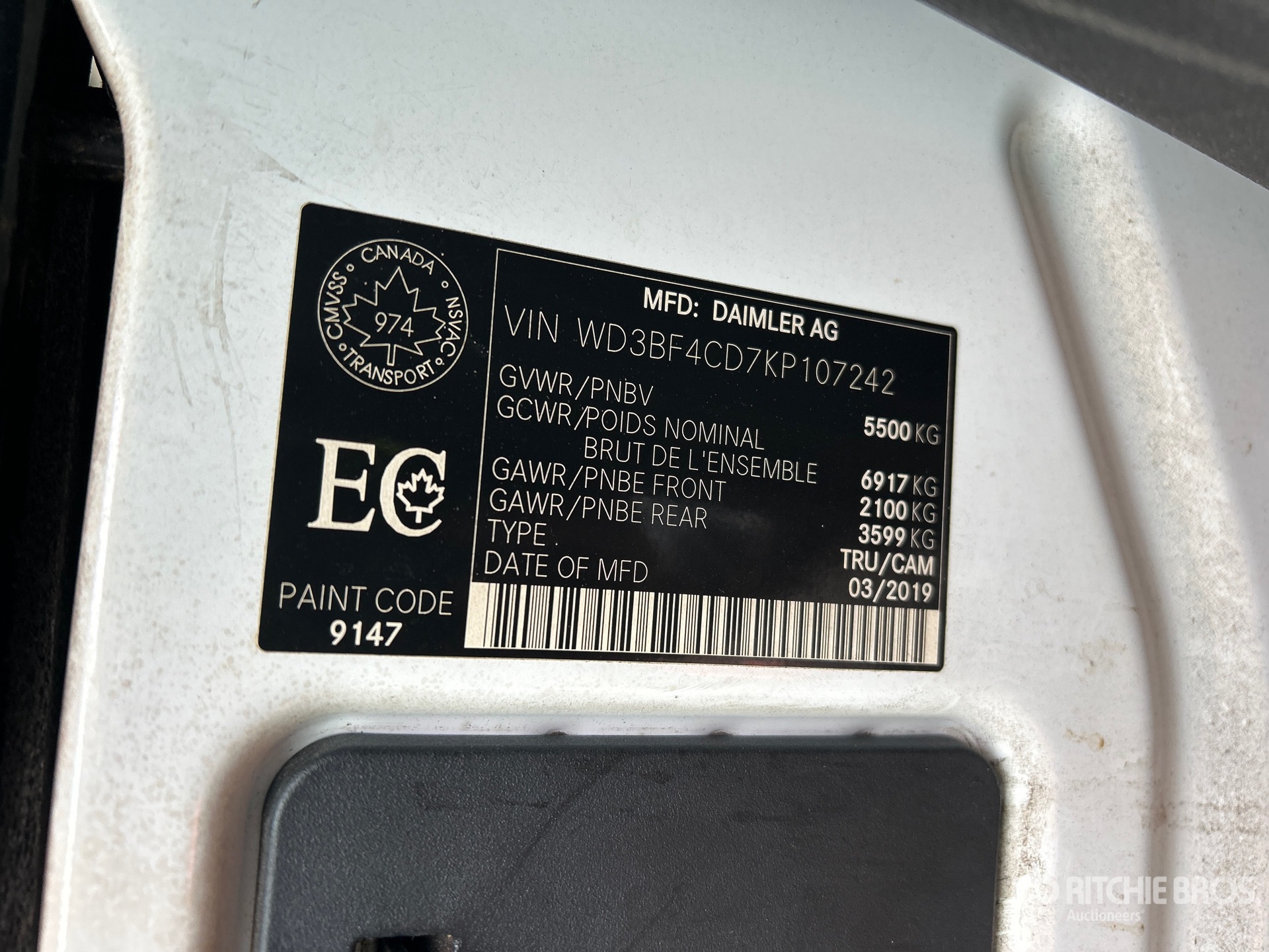 General Appearance with Serial Number / VIN