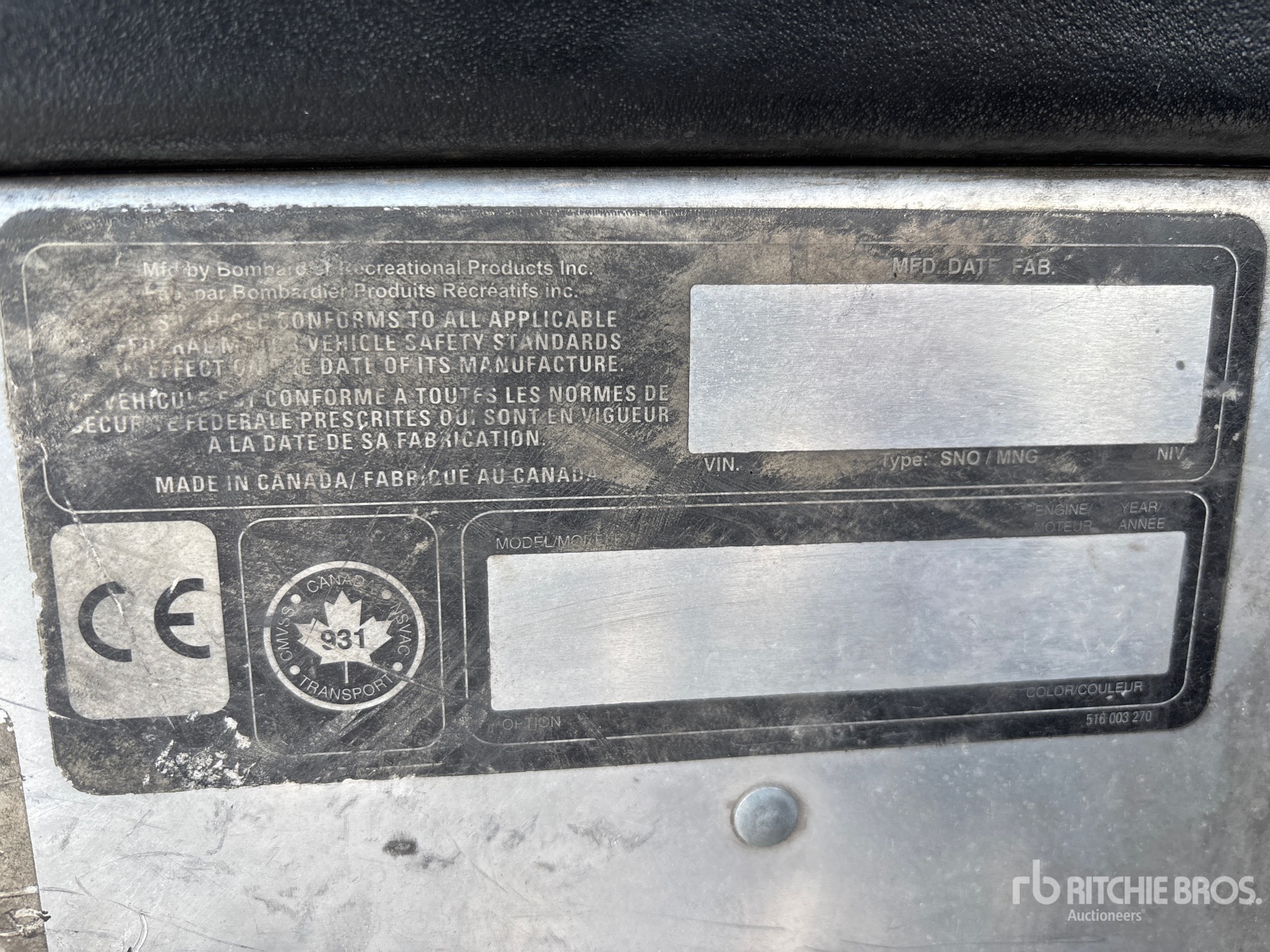 General Appearance with Serial Number / VIN