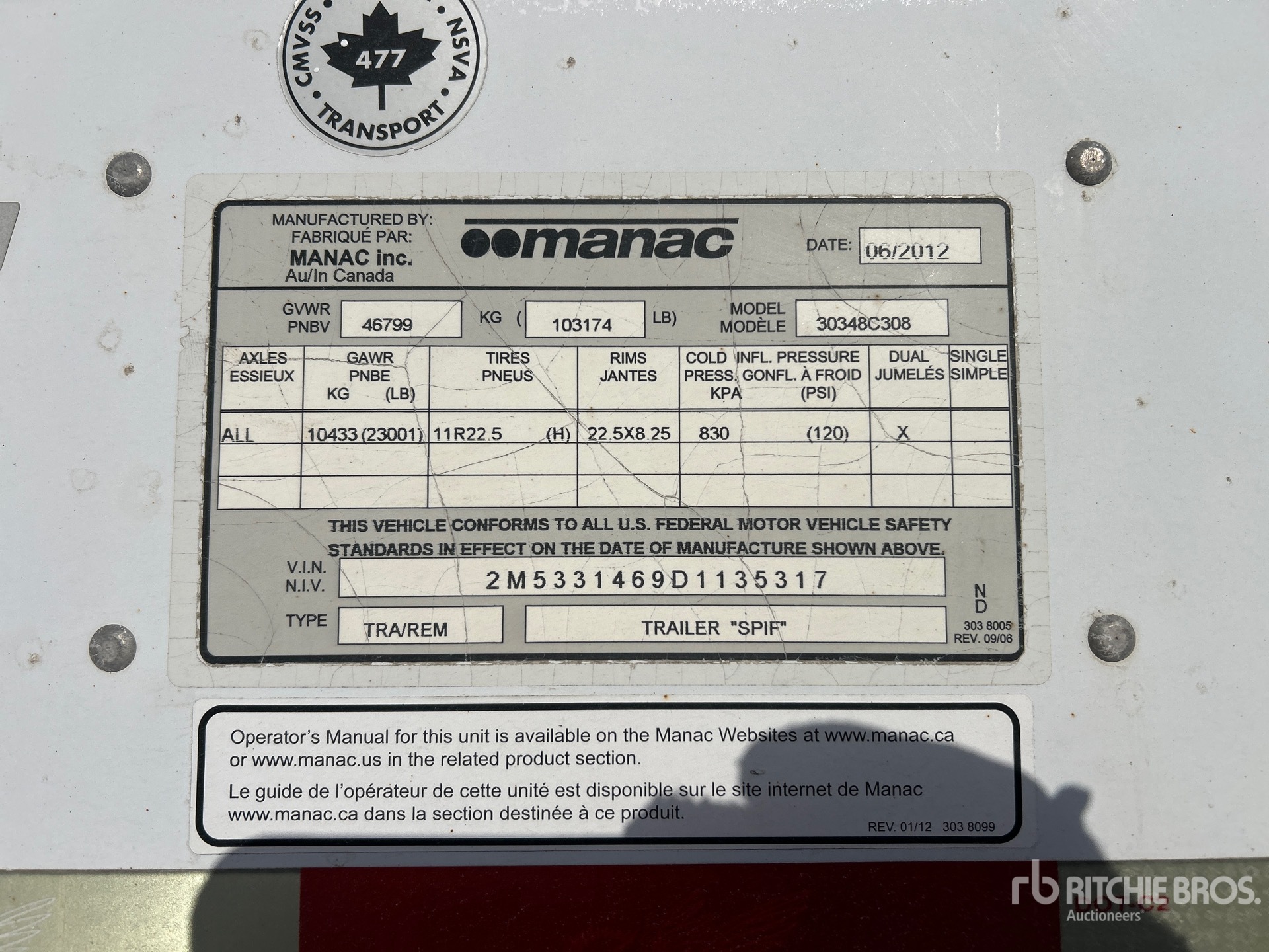 General Appearance with Serial Number / VIN