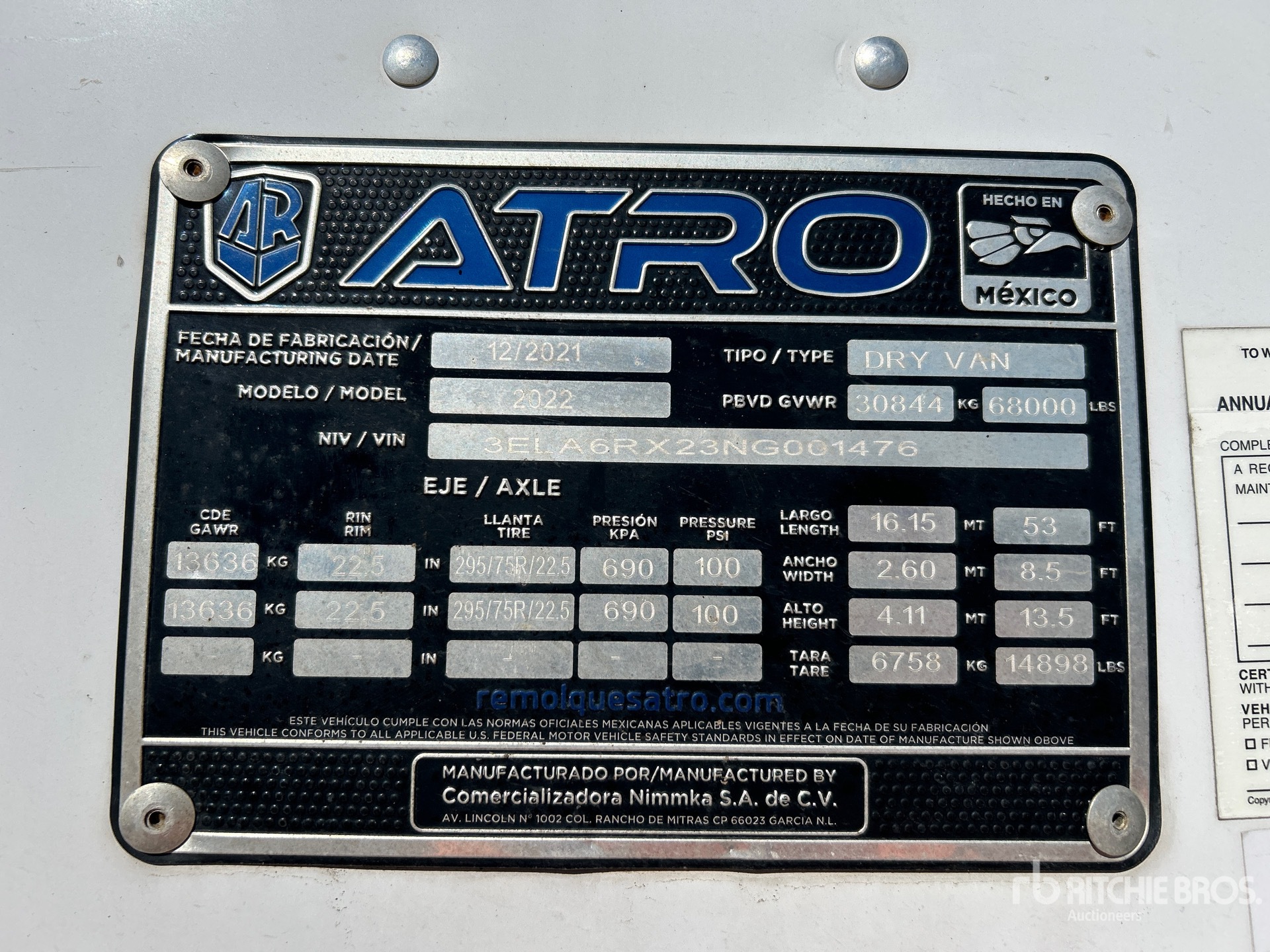 General Appearance with Serial Number / VIN