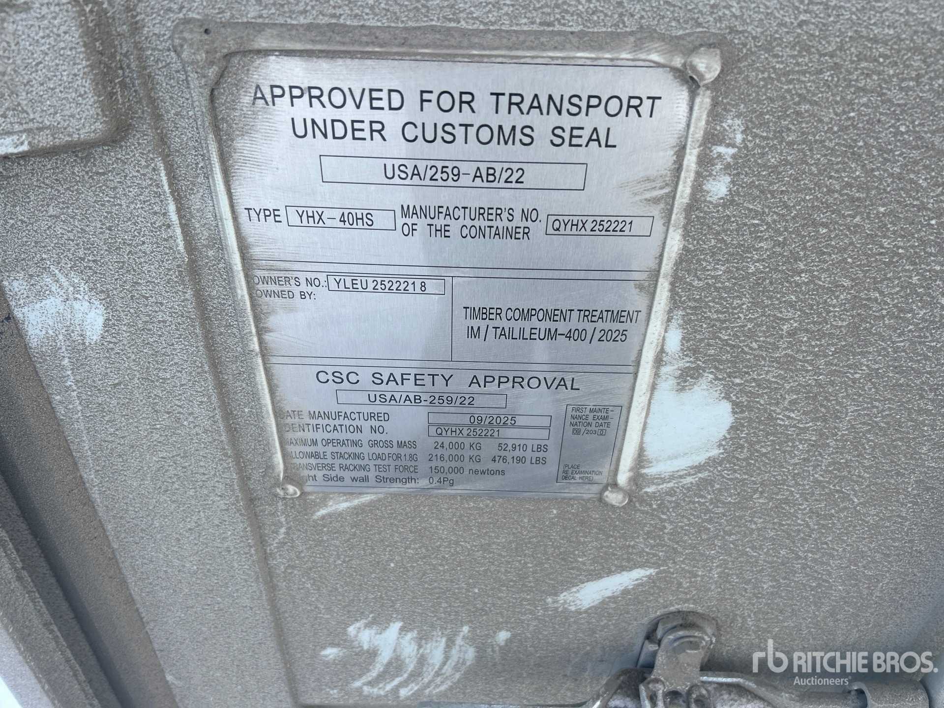 General Appearance with Serial Number / VIN