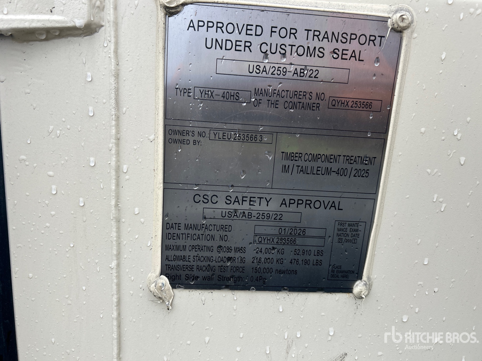 General Appearance with Serial Number / VIN