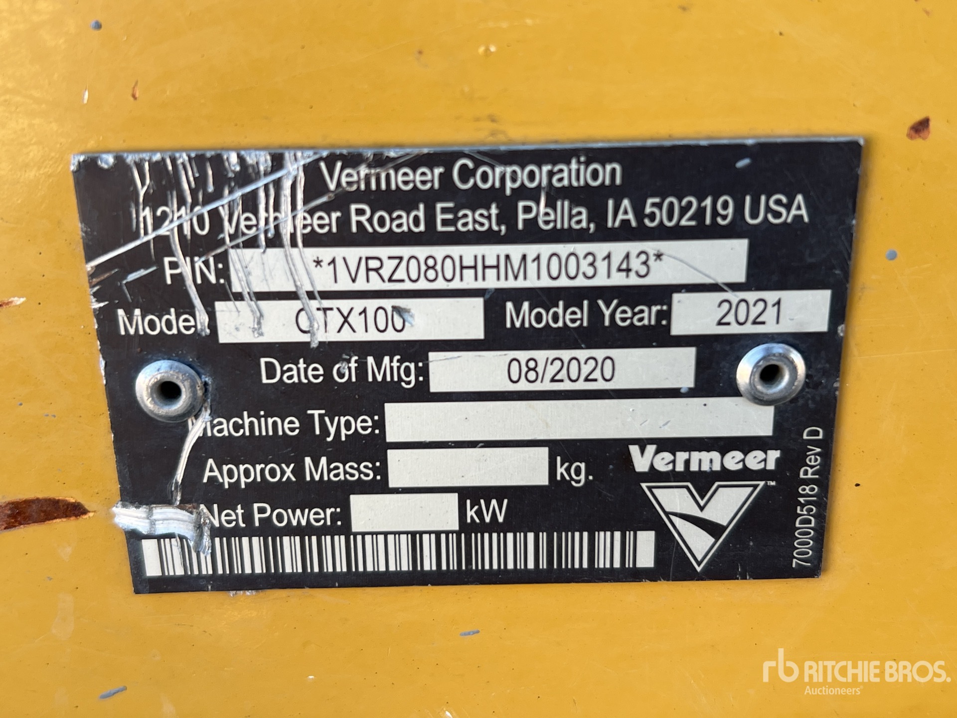 General Appearance with Serial Number / VIN