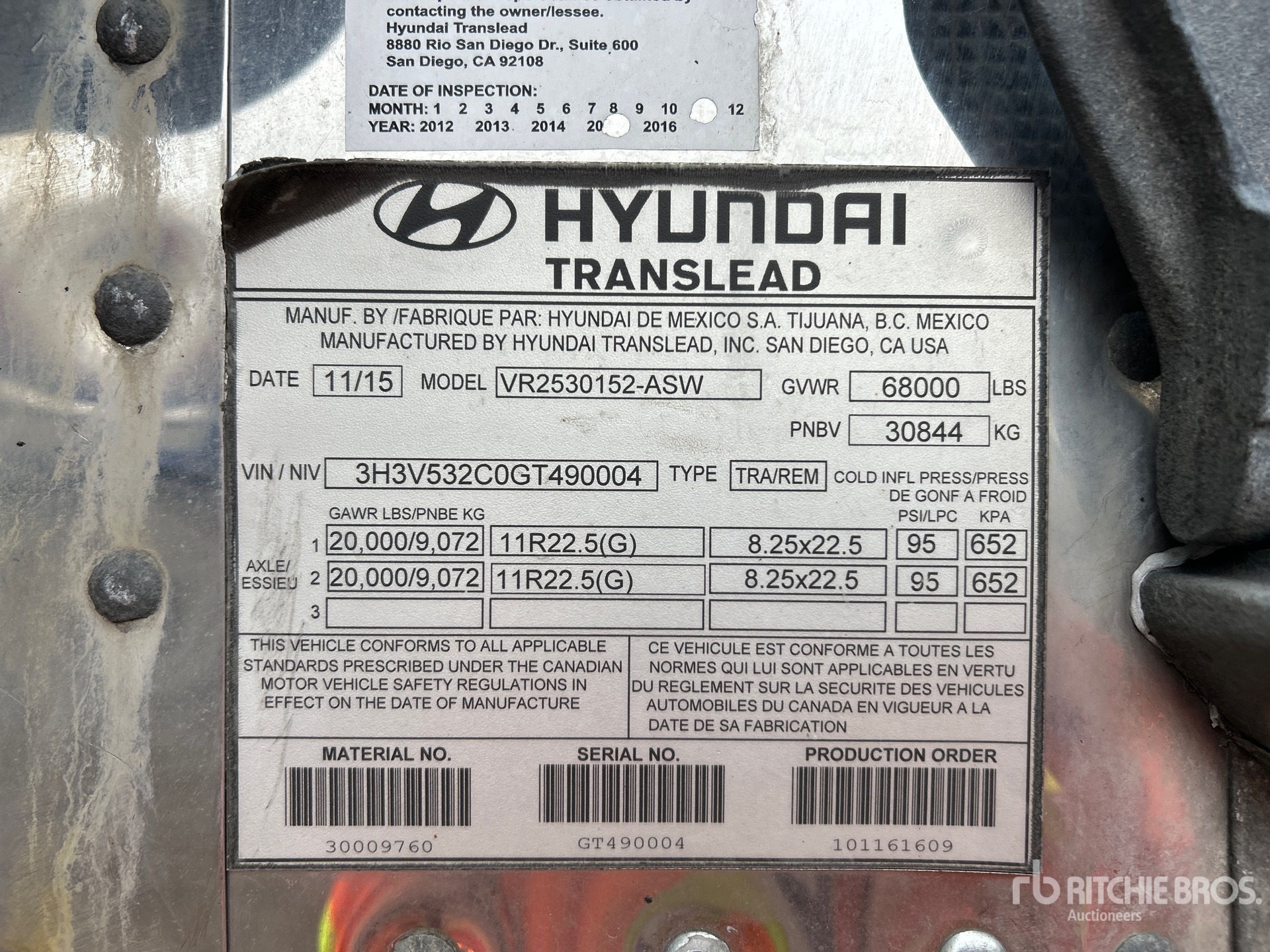 General Appearance with Serial Number / VIN