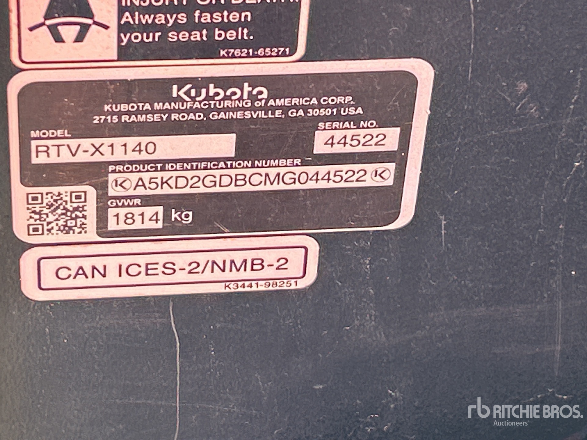 General Appearance with Serial Number / VIN