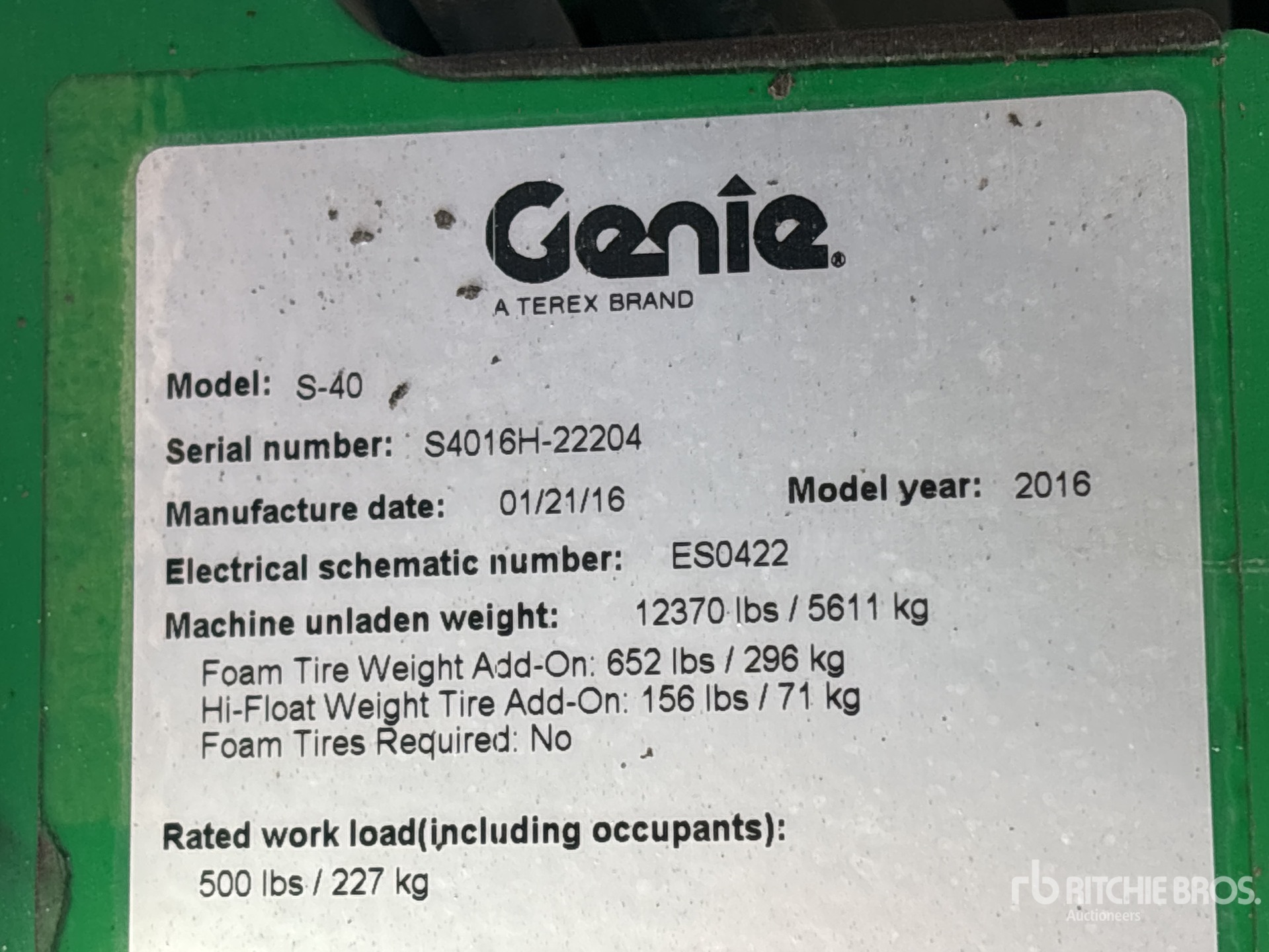 General Appearance with Serial Number / VIN