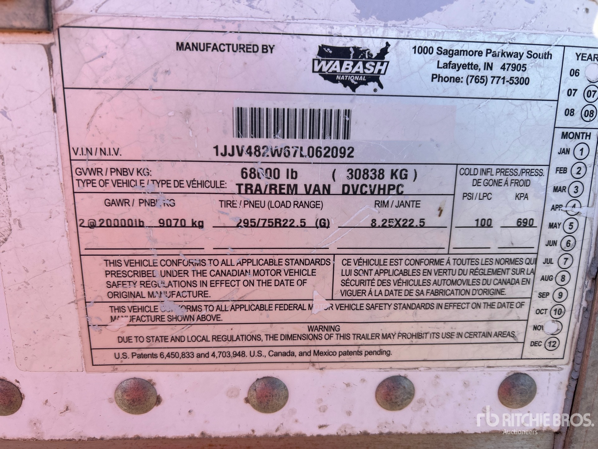 General Appearance with Serial Number / VIN