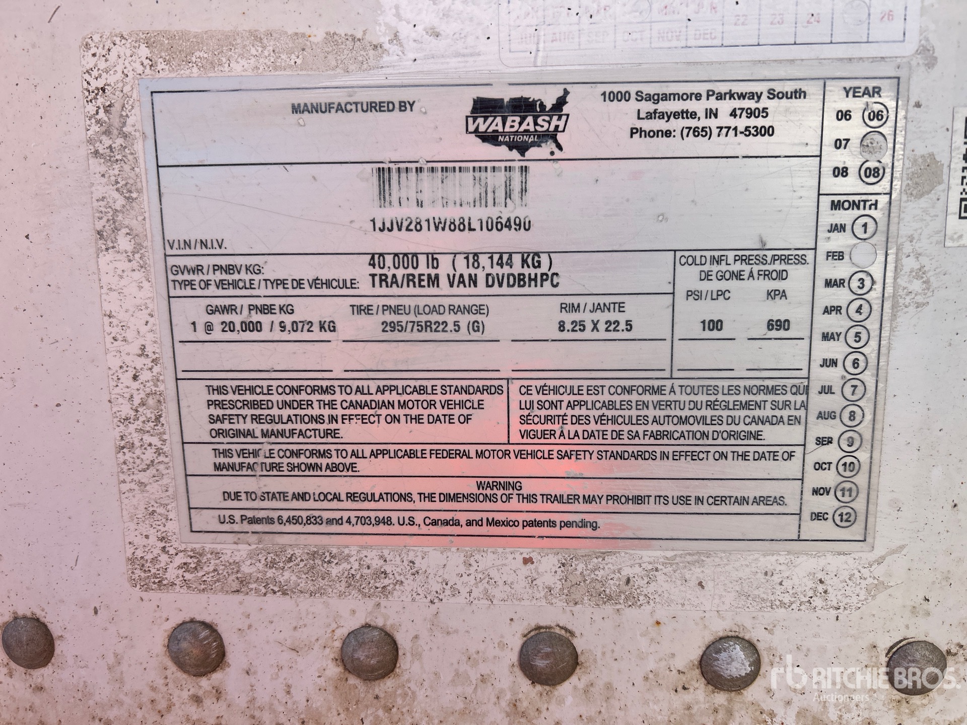 General Appearance with Serial Number / VIN