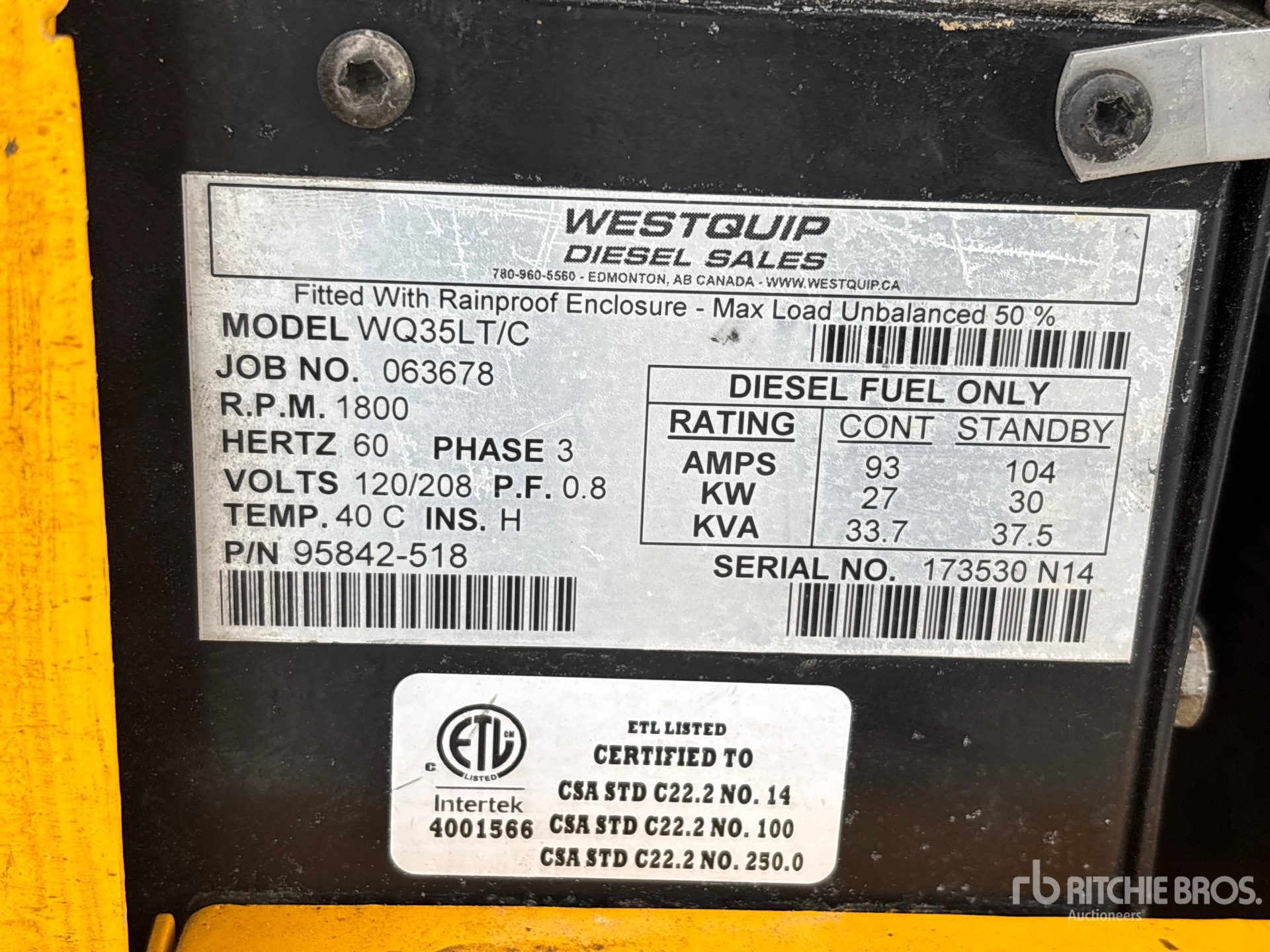 General Appearance with Serial Number / VIN