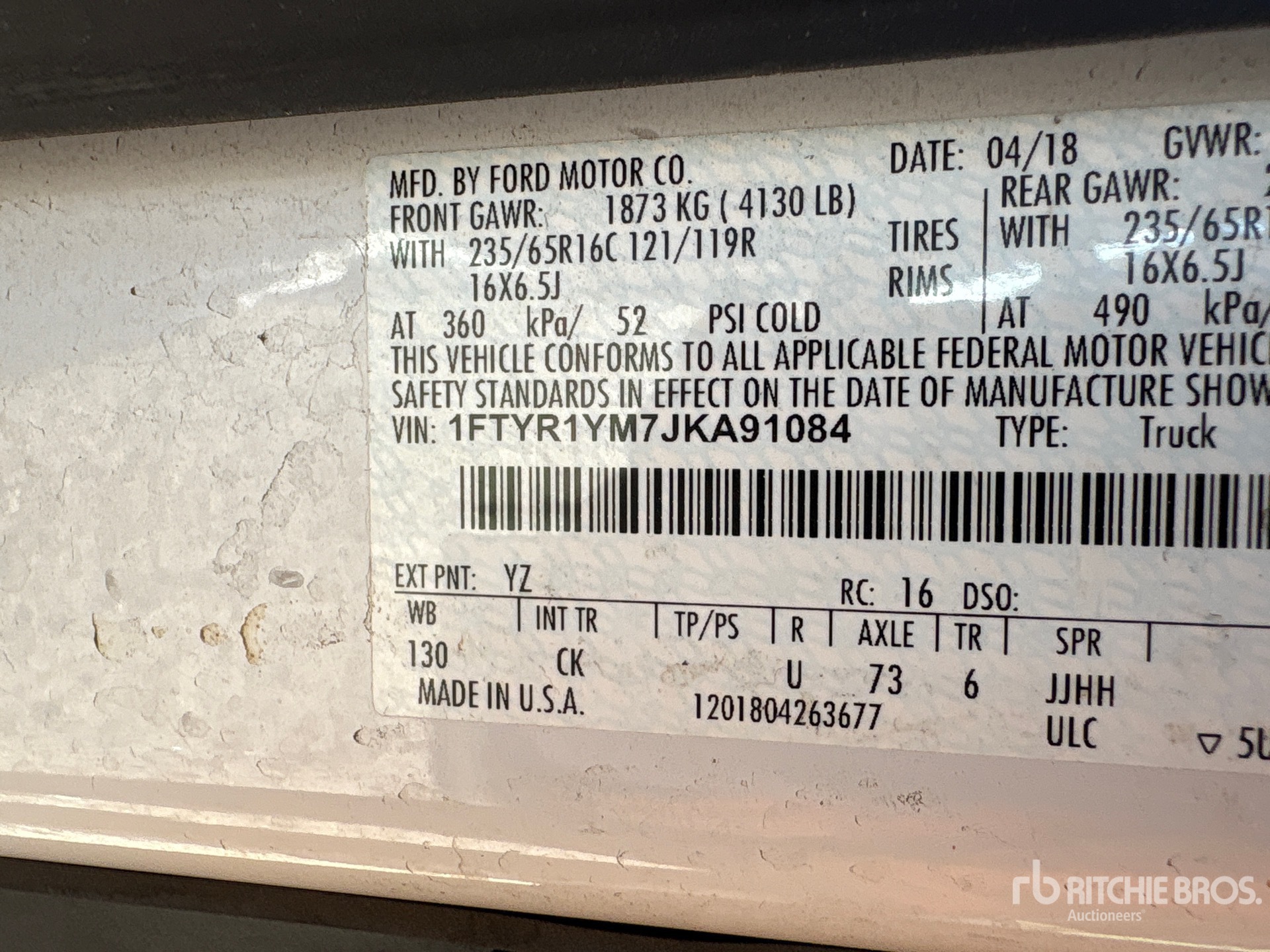 General Appearance with Serial Number / VIN