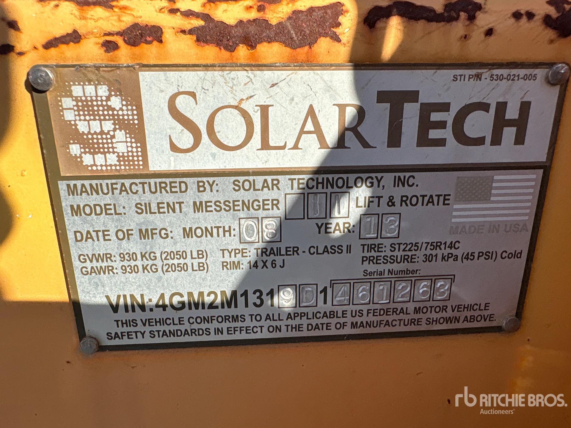 General Appearance with Serial Number / VIN