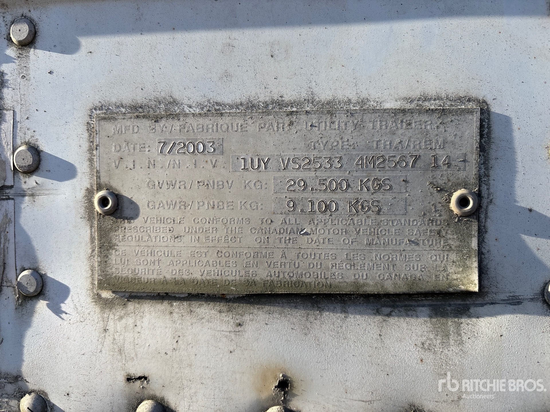 General Appearance with Serial Number / VIN