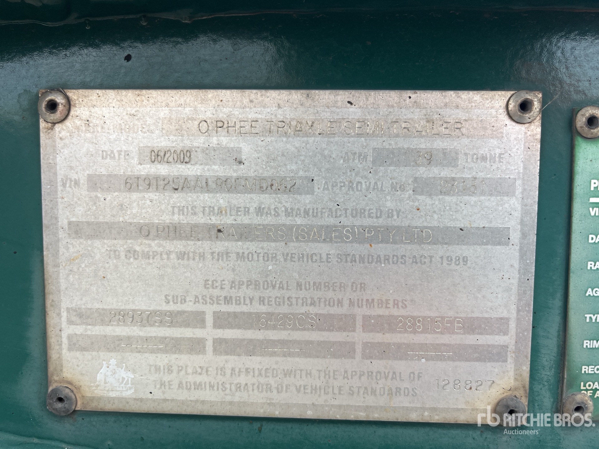 General Appearance with Serial Number / VIN