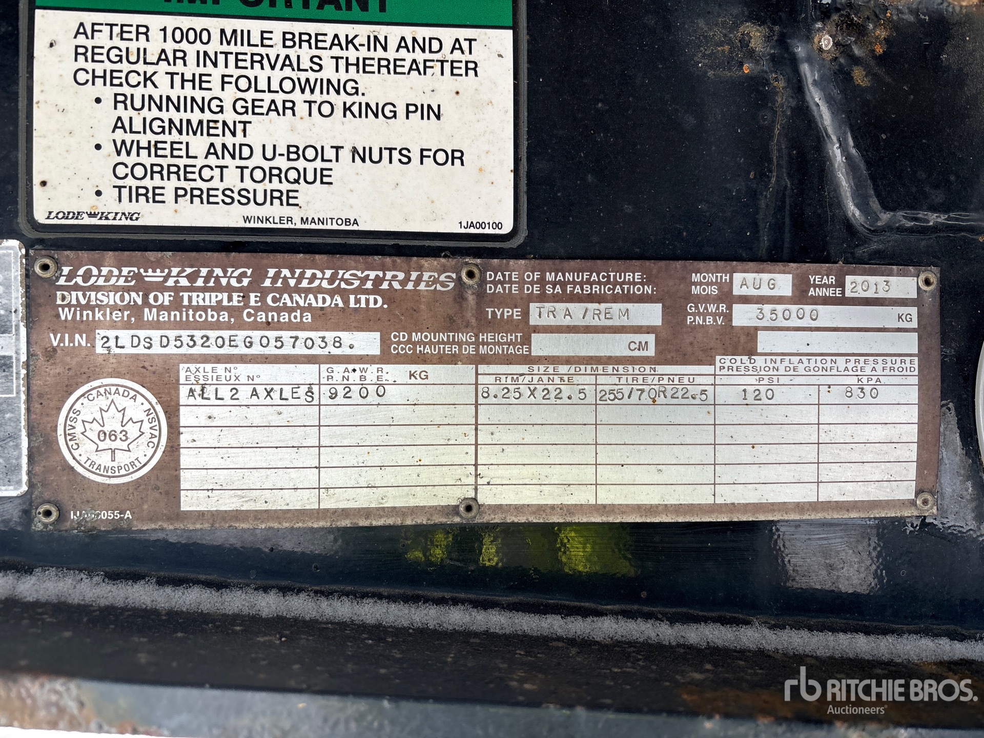 General Appearance with Serial Number / VIN