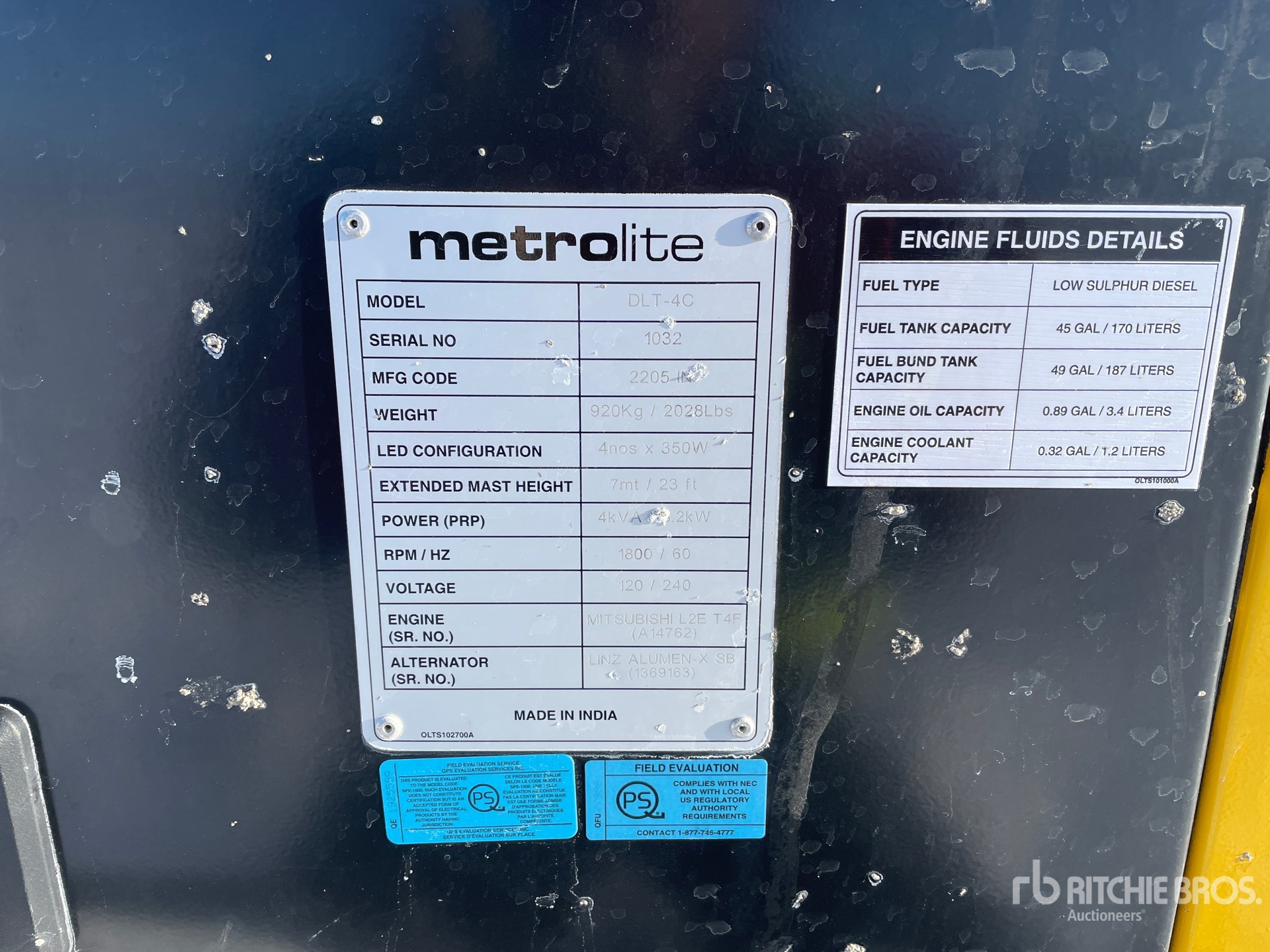 General Appearance with Serial Number / VIN