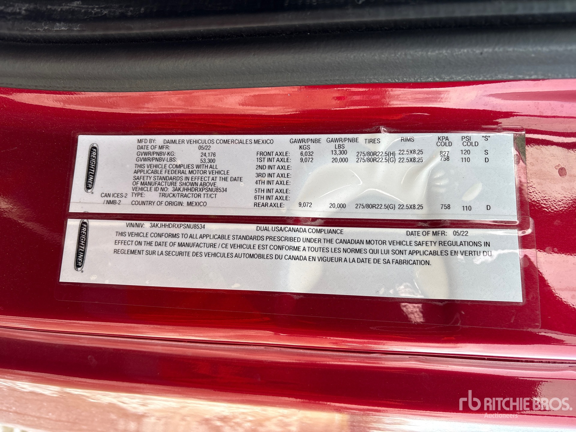 General Appearance with Serial Number / VIN