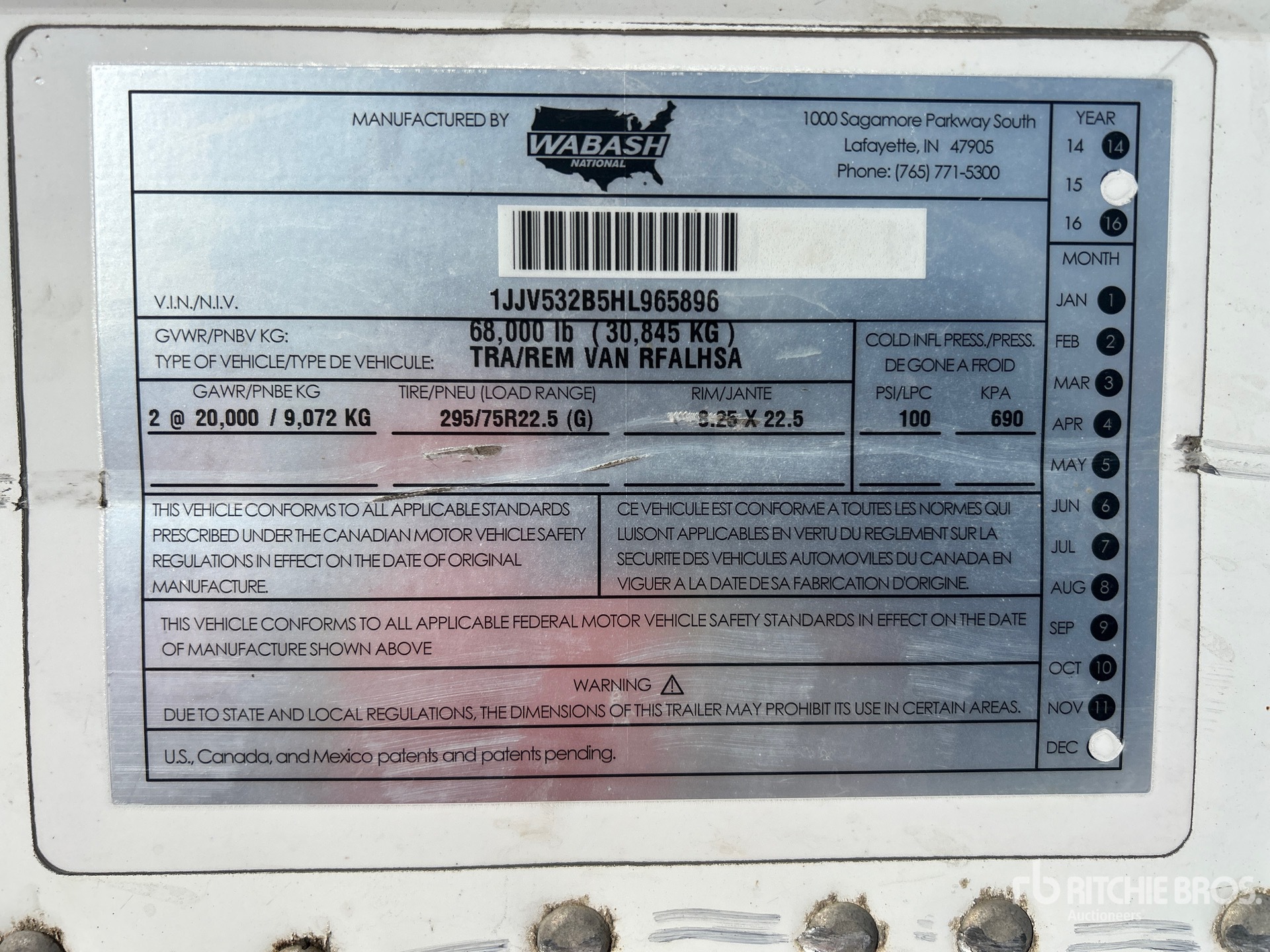 General Appearance with Serial Number / VIN