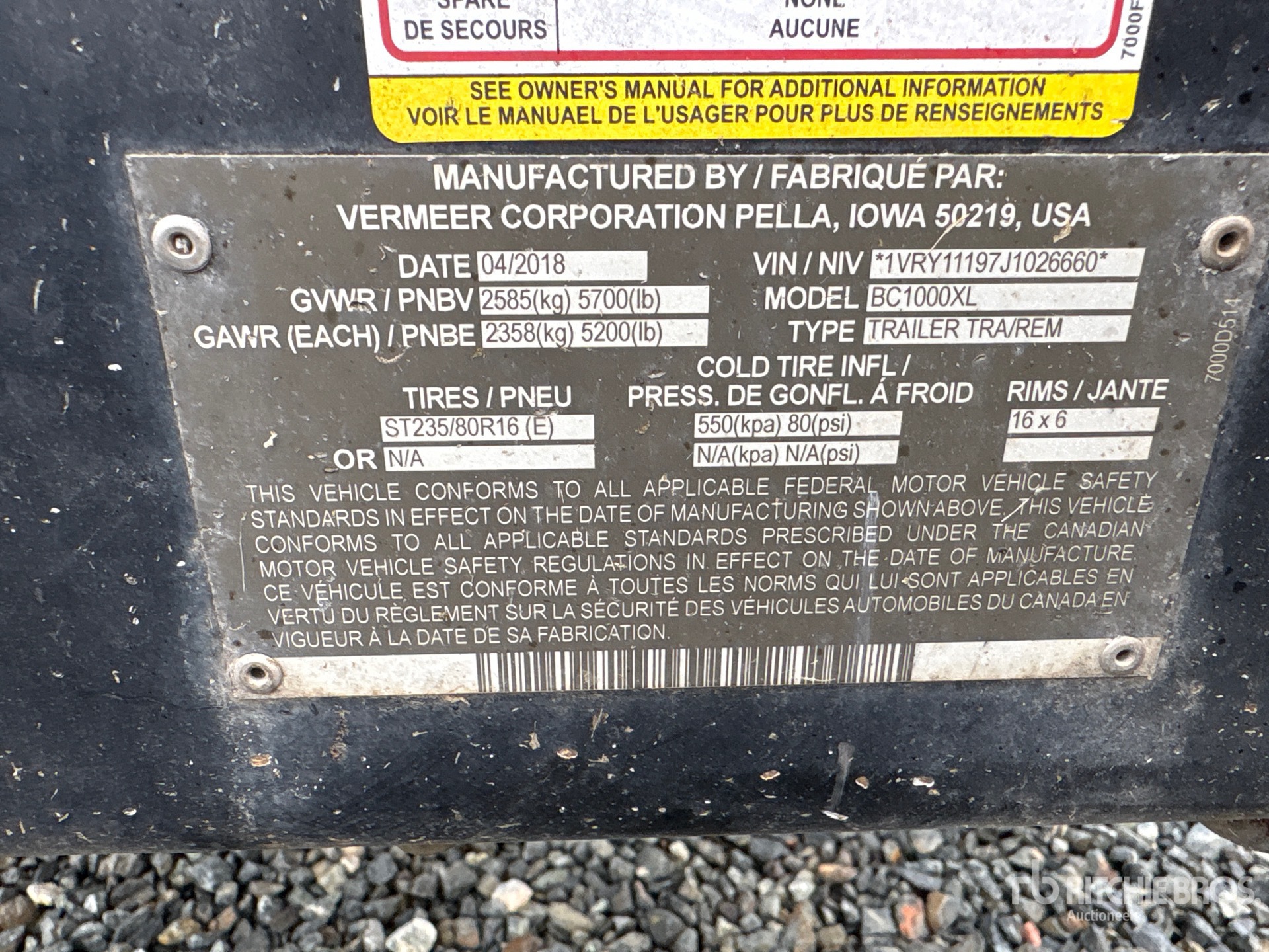 General Appearance with Serial Number / VIN