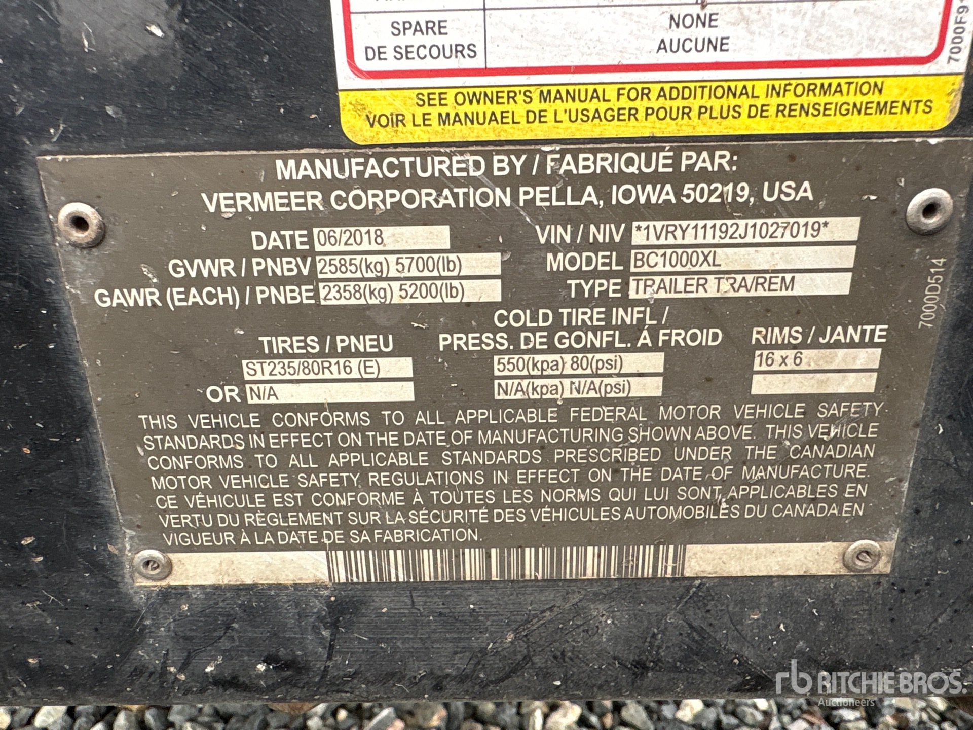 General Appearance with Serial Number / VIN