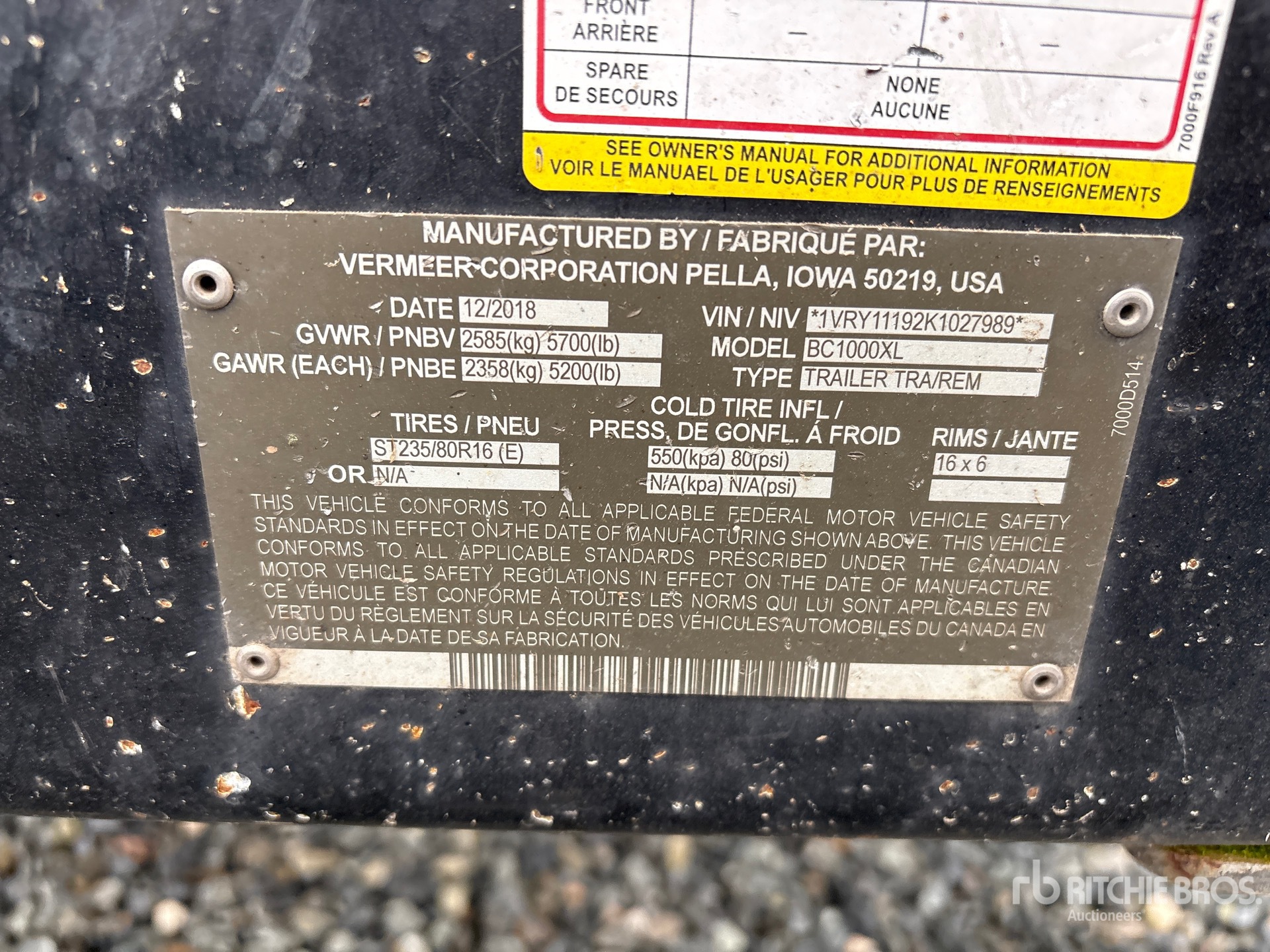 General Appearance with Serial Number / VIN