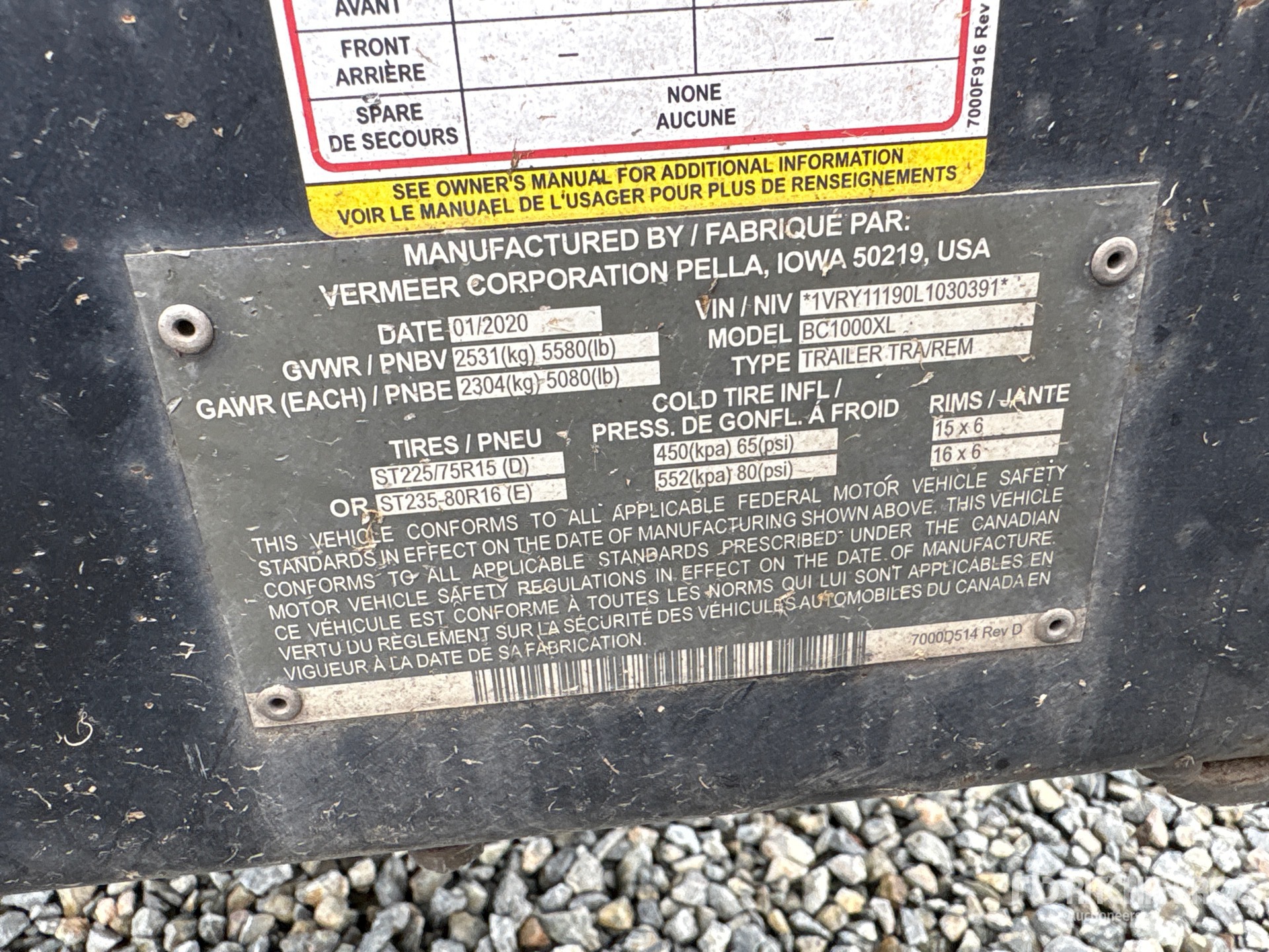 General Appearance with Serial Number / VIN