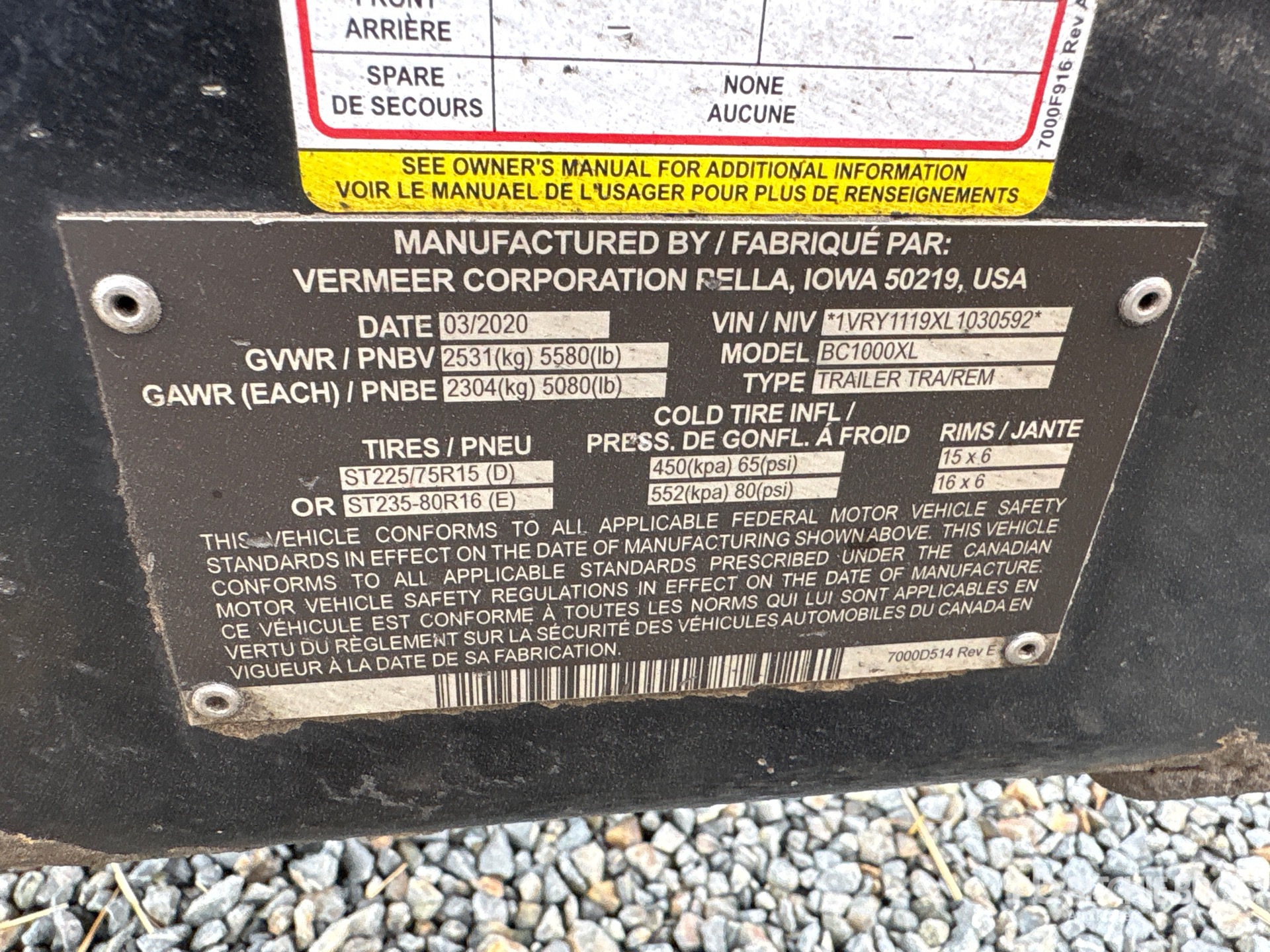 General Appearance with Serial Number / VIN