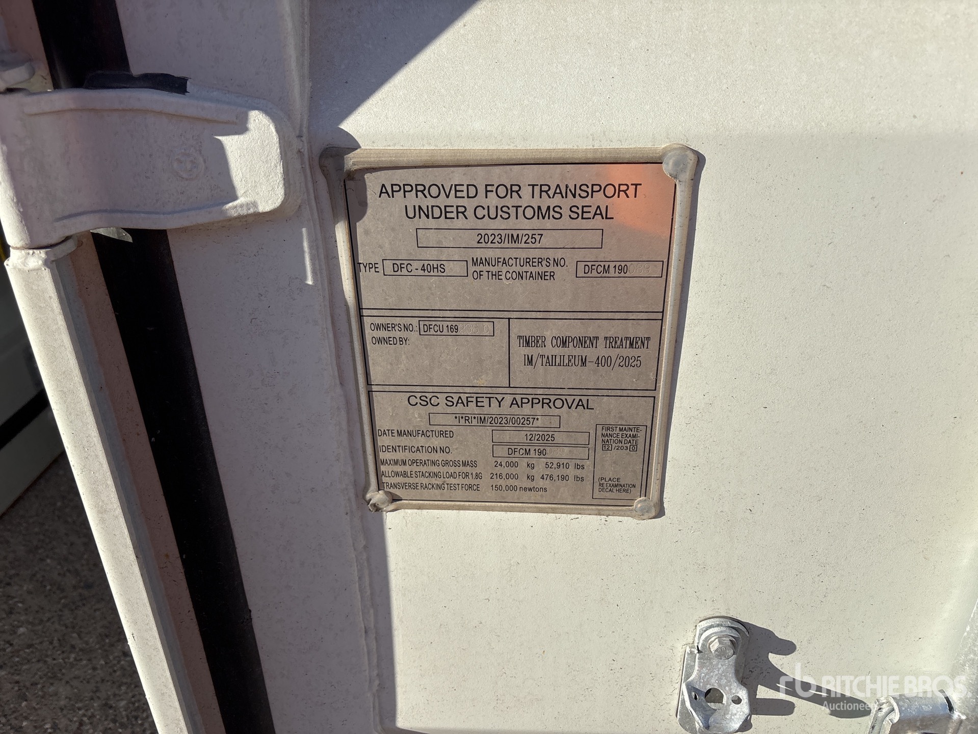 General Appearance with Serial Number / VIN