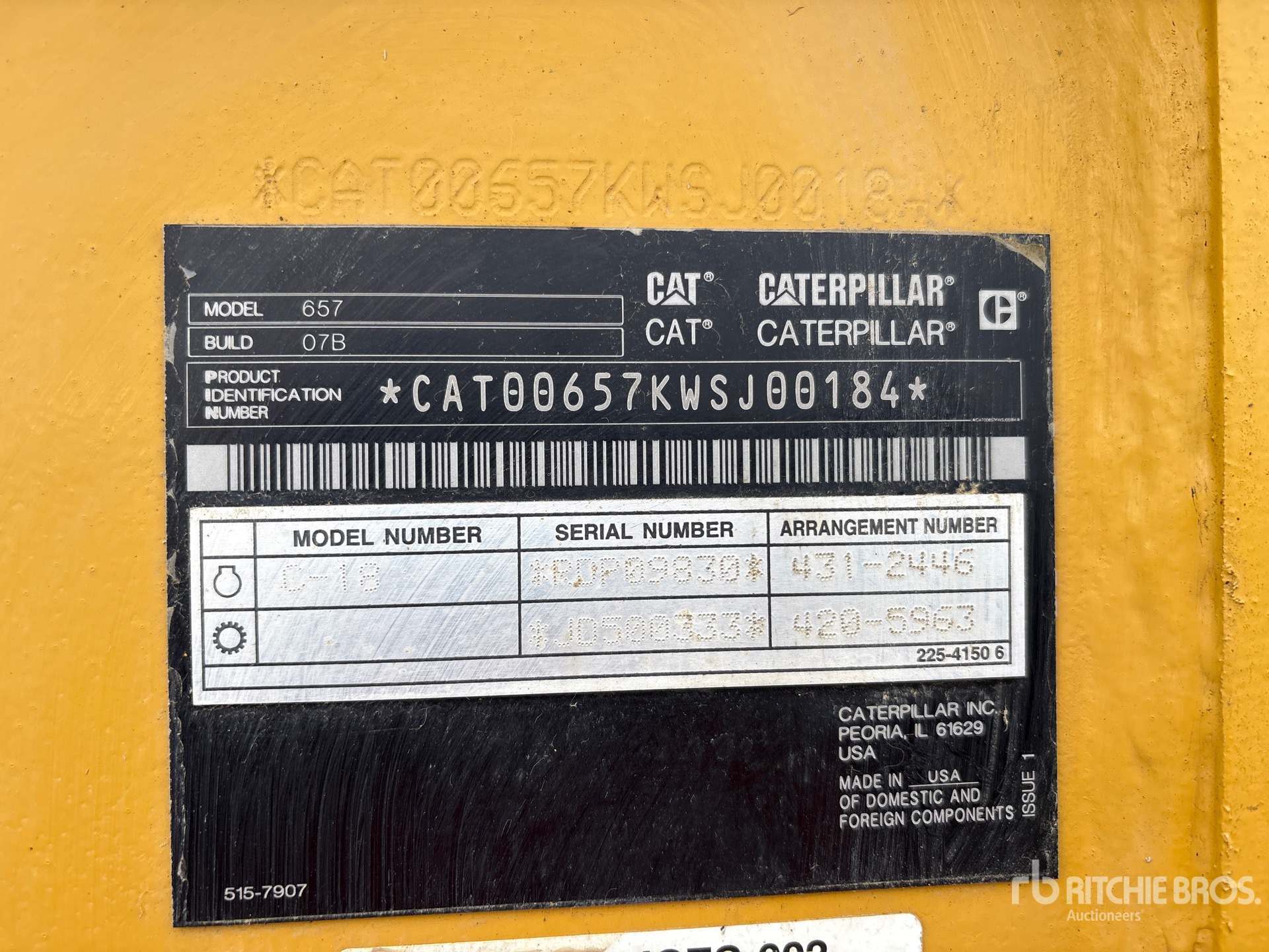 General Appearance with Serial Number / VIN