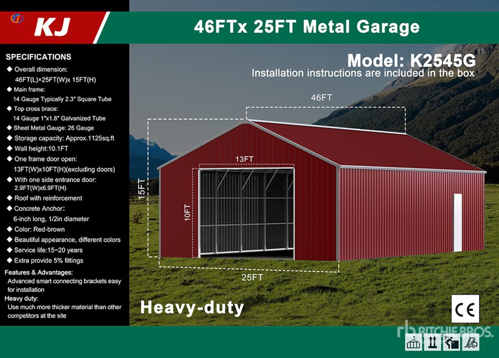 2026 KJ K2545G Garage Metal Shed (Unused) | Ritchie Bros. Auctioneers
